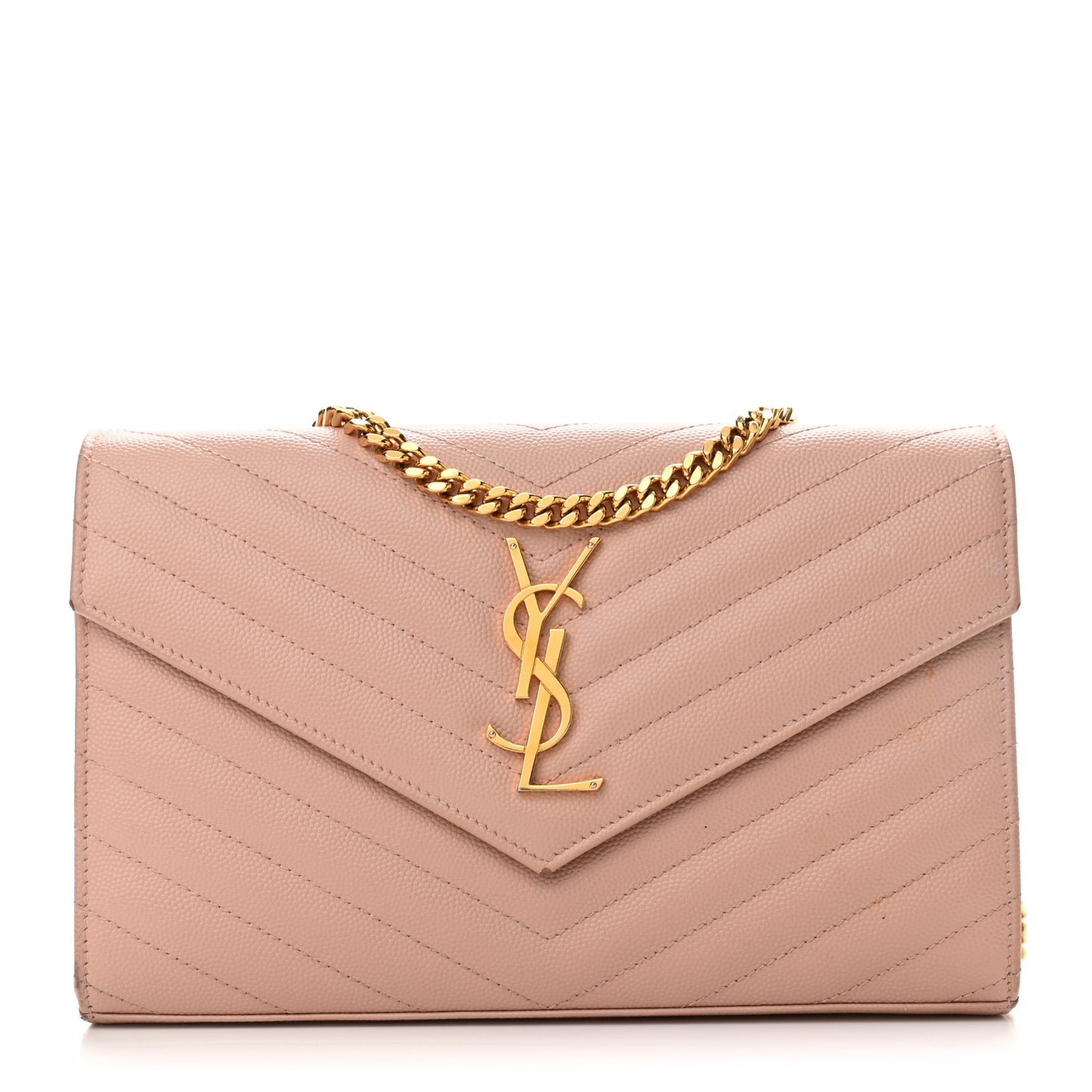 Grain De Poudre Matelasse Chevron Monogram Chain Wallet Pale Pink