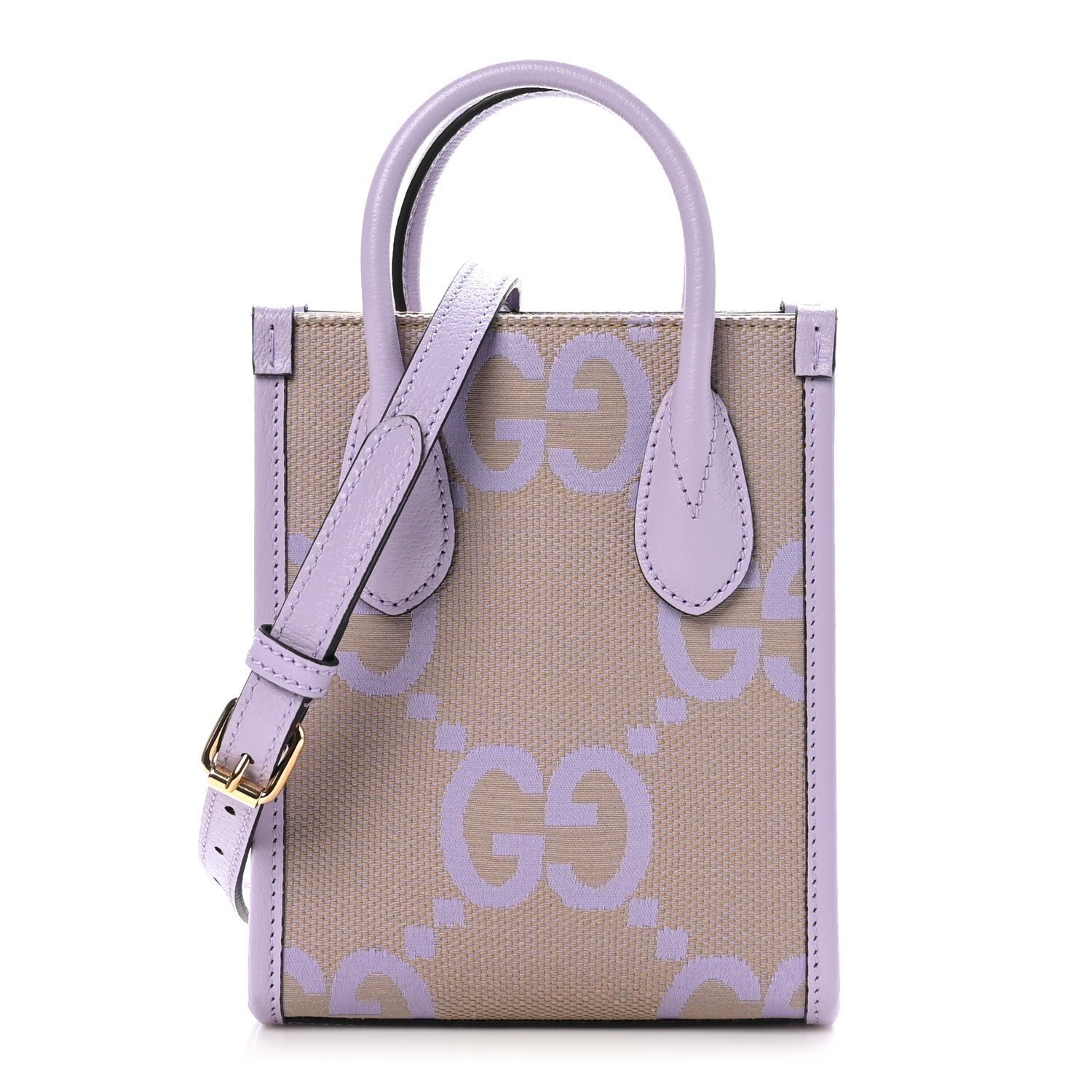 Gucci Monogram Jumbo GG Textured Dollar Calfskin Mini Tote Bag Beige Lapis 1 of 10