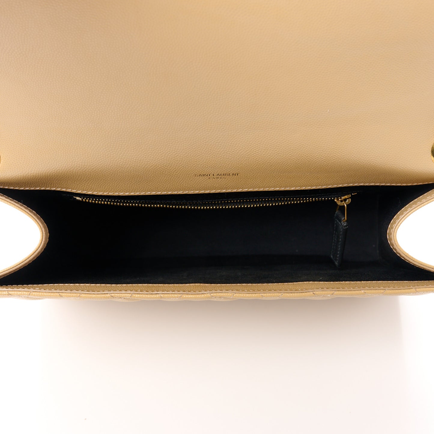 Grain De Poudre Textured Mixed Matelasse Triquilt Large Monogram Satchel Dark Beige