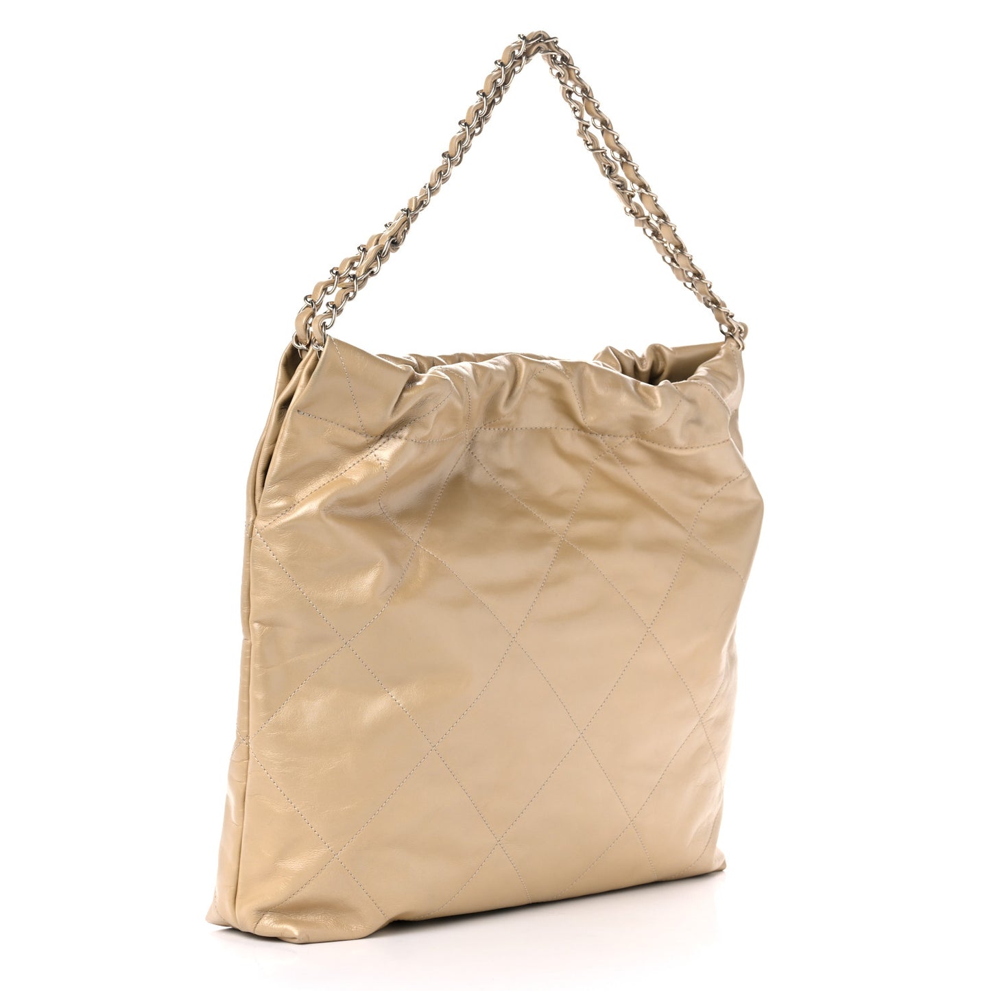 Shiny Crumpled Calfskin Quilted Chanel 22 Gold