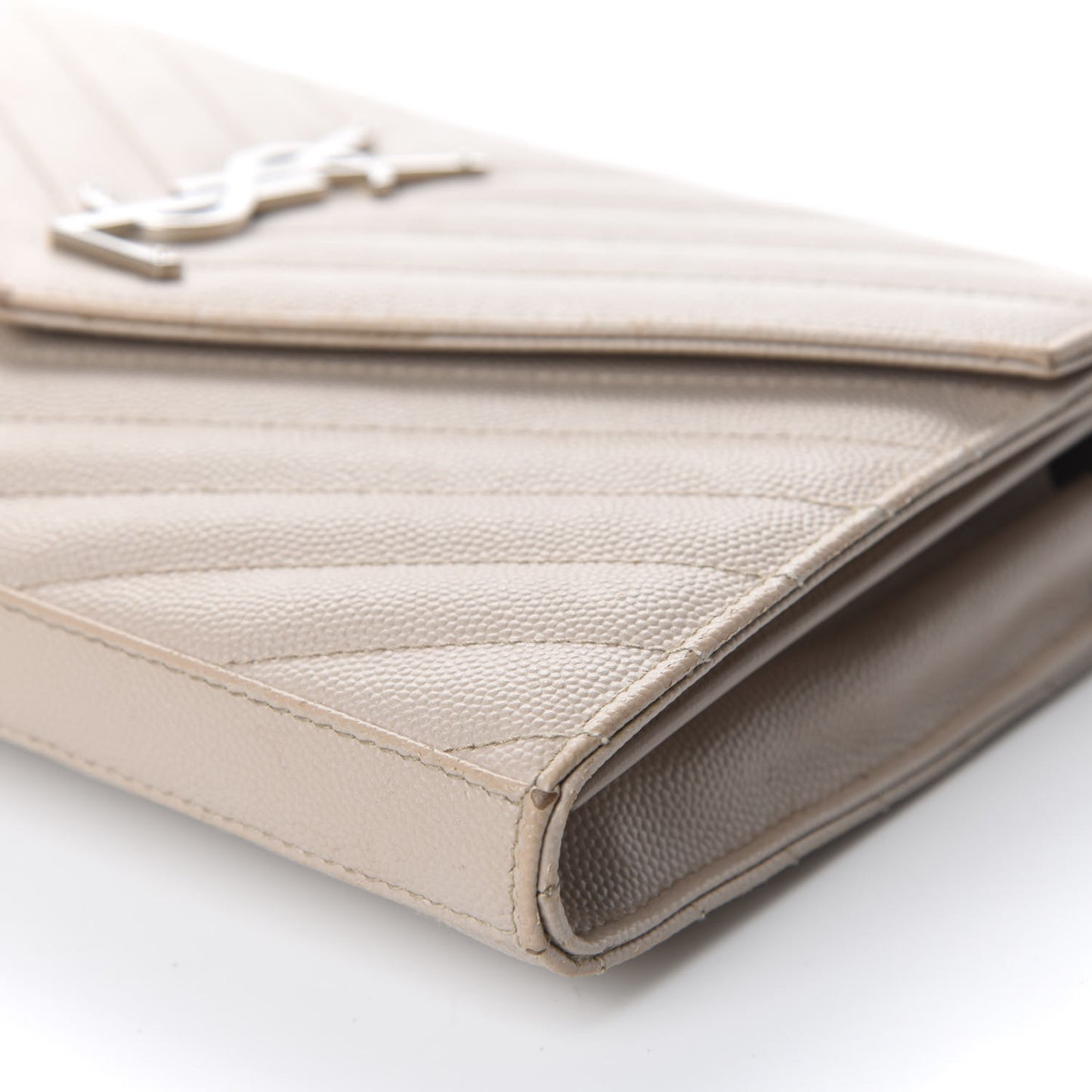 Grain De Poudre Matelasse Chevron Monogram Chain Wallet Nude Powder
