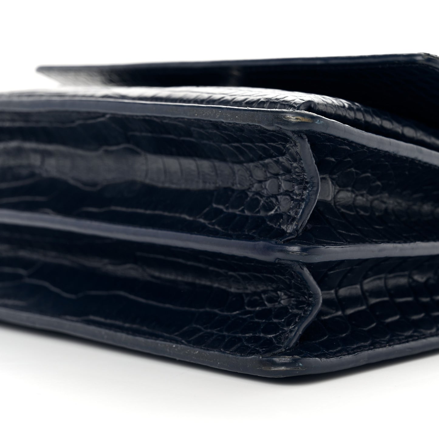 Calfskin Crocodile Embossed Medium Monogram Sunset Navy