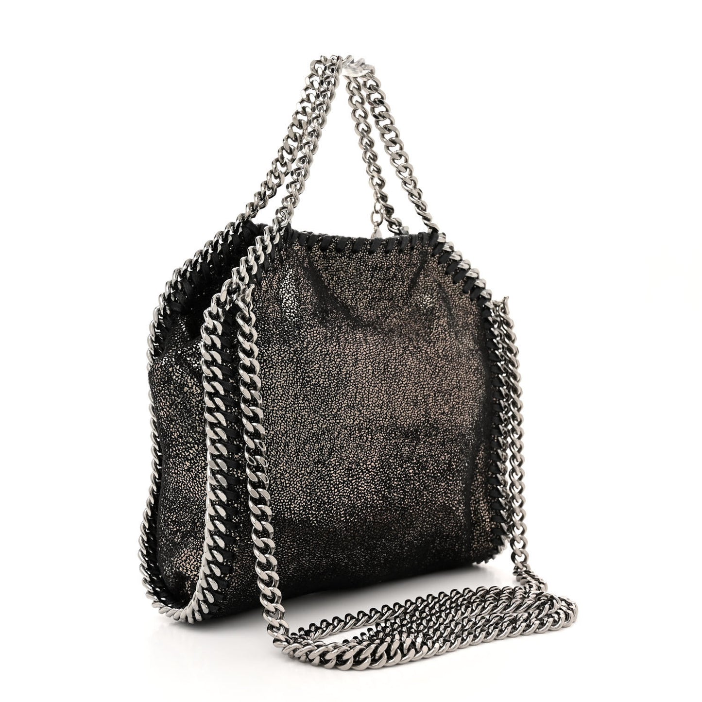 Chamois Shiny Dotted Tiny Falabella Tote Ruthenium