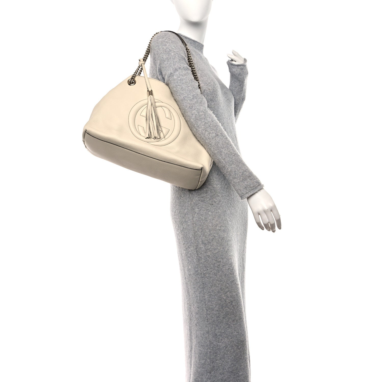 Gucci Pebbled Calfskin Medium Soho Chain Shoulder Bag Off White 2 of 12