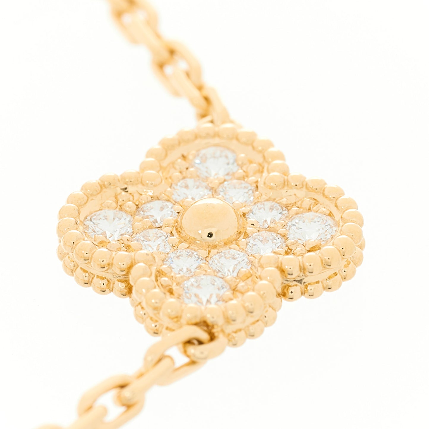 18K Yellow Gold Diamond Lapis Lazuli 5 Motifs Vintage Alhambra Bracelet