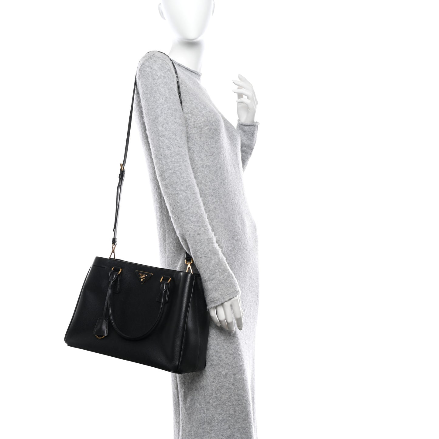 Saffiano Lux Medium Tote Black