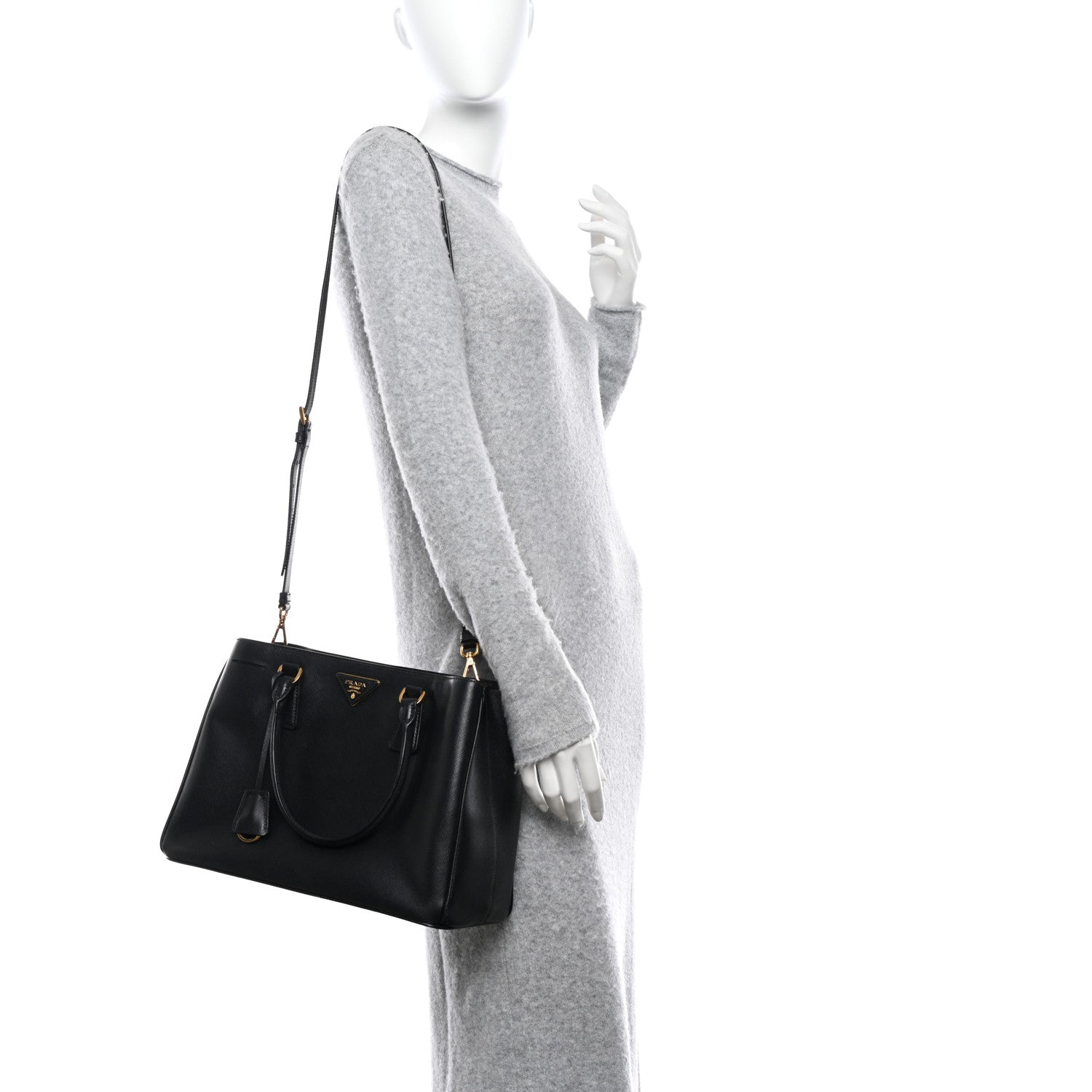 Prada Saffiano Lux Medium Tote Black 3 of 17