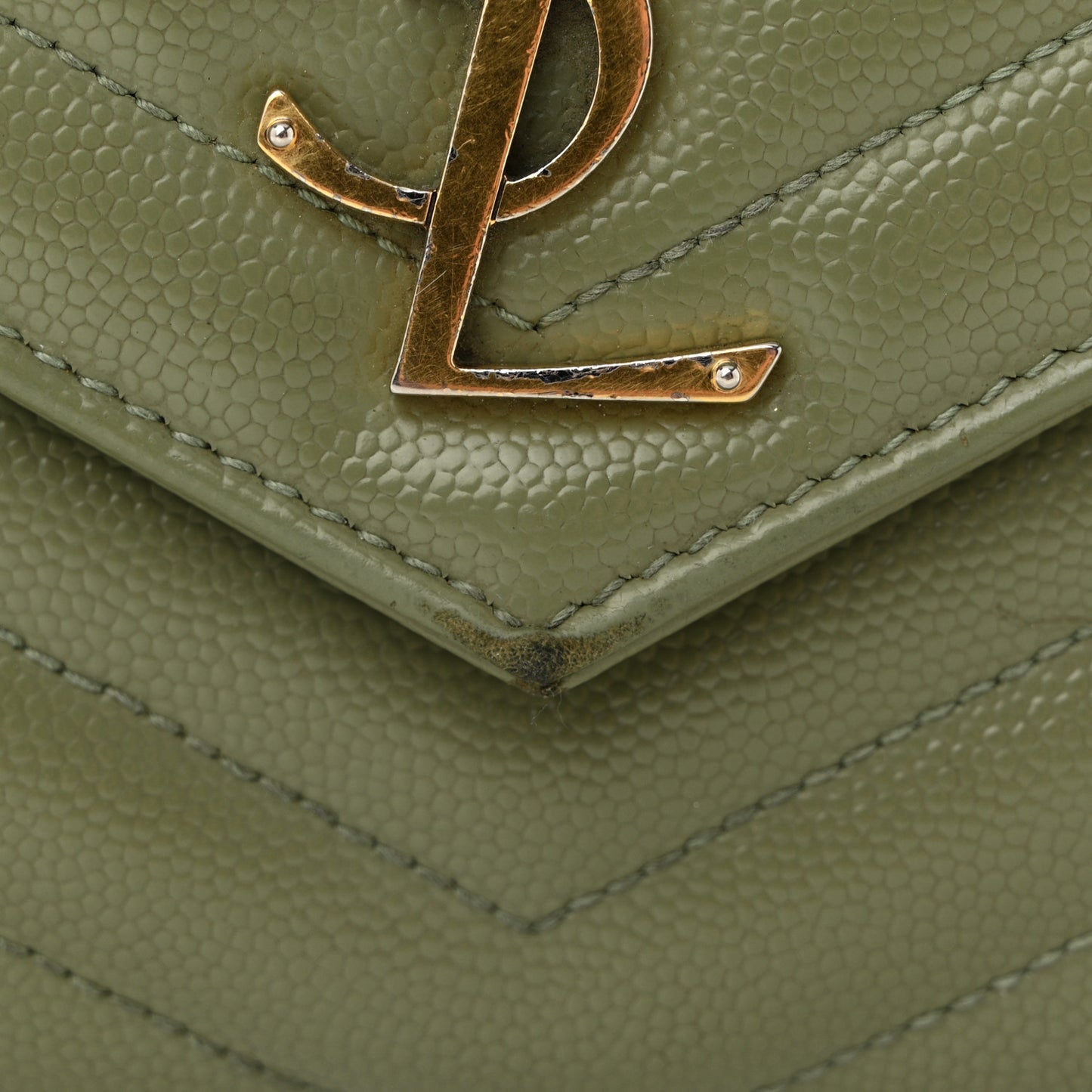 Grain De Poudre Matelasse Chevron Monogram Chain Wallet Pistachio