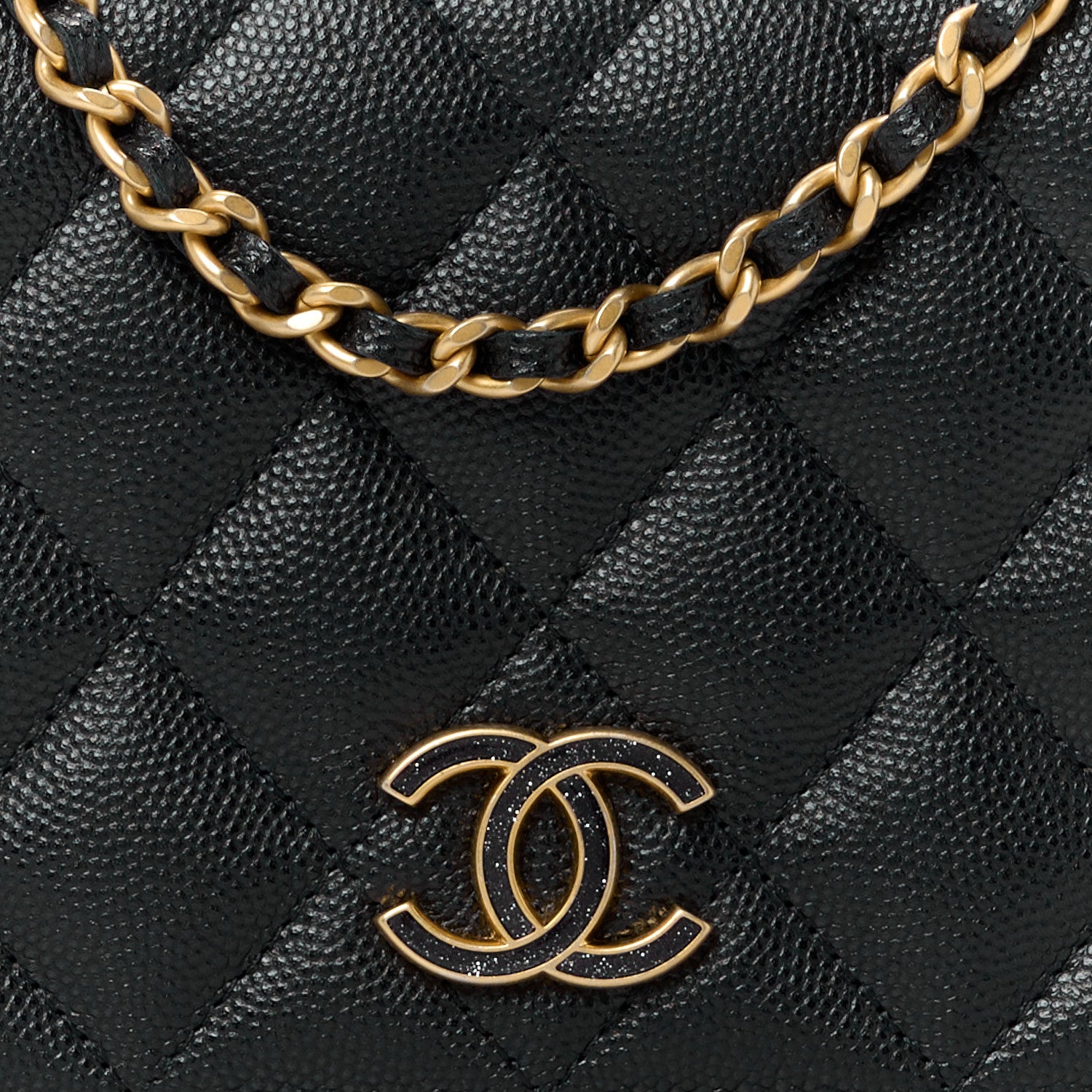 Chanel Caviar Quilted Glitter CC Roller Skate Clutch With Chain Black Black 11 of 16