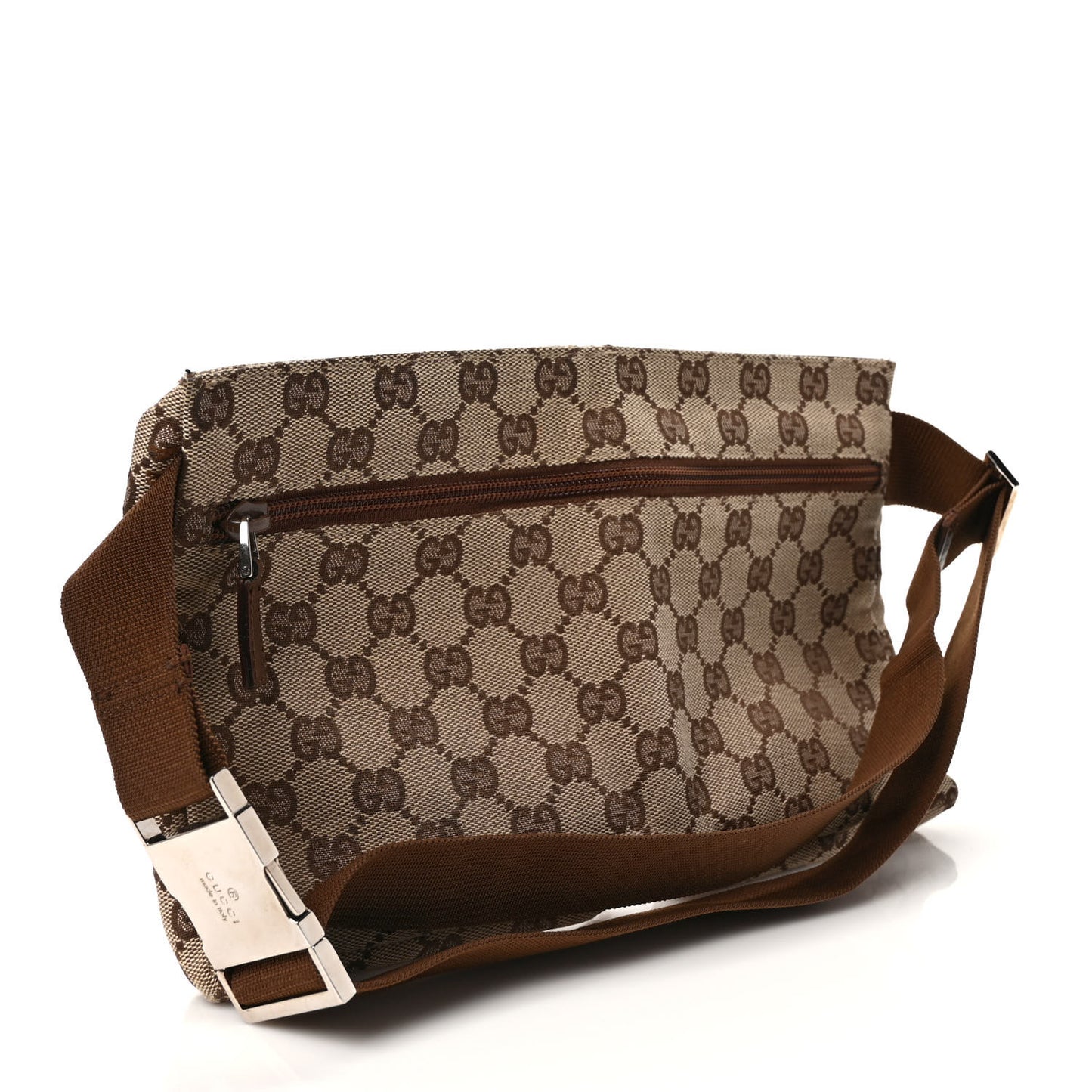GG Monogram Double Pocket Belt Bag Dark Brown