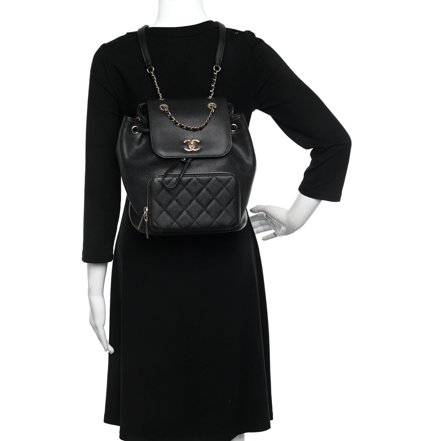 Caviar Quilted Business Affinity Backpack Black