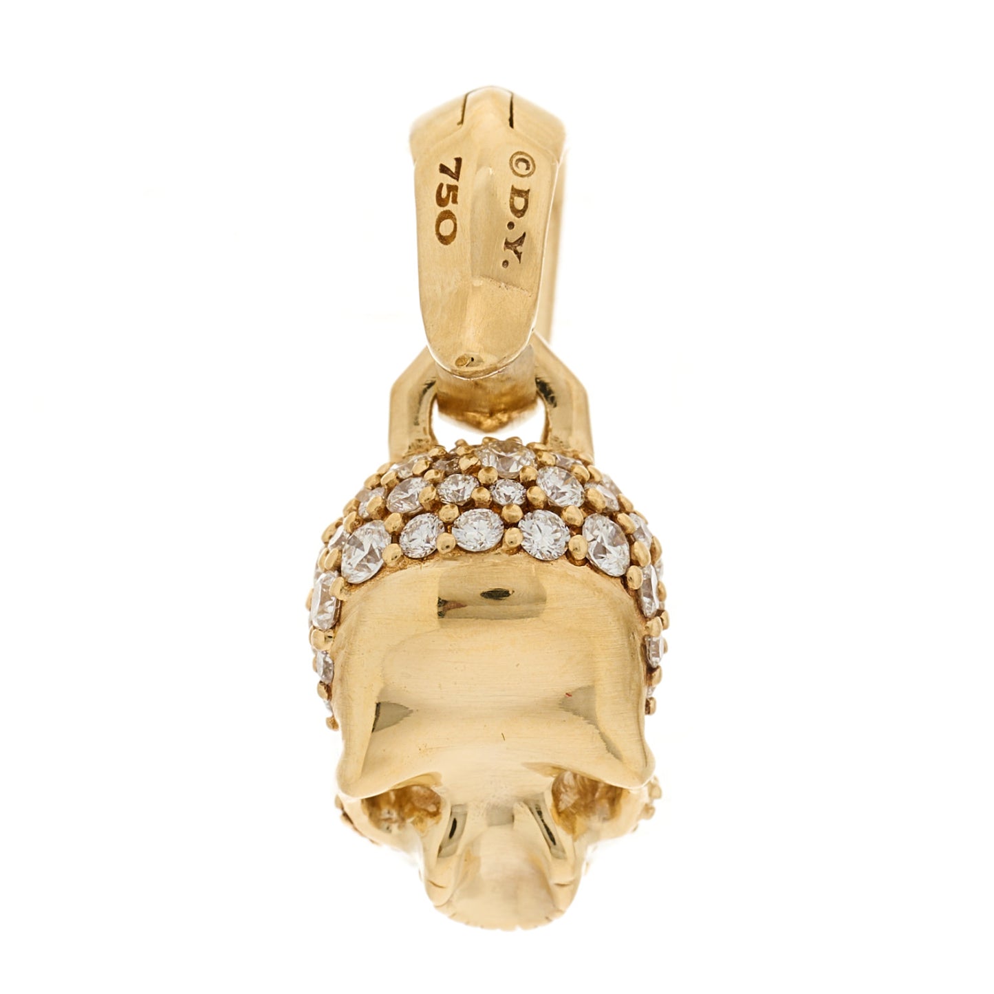 18K Yellow Gold Diamond Skull Amulet Pendant