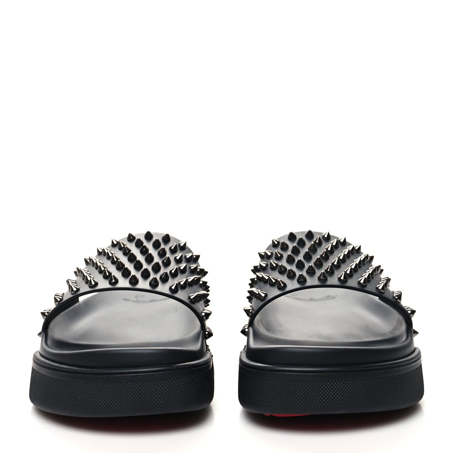 Calfskin Studded Mens Pool Fun Platform Flat Slide Sandals 45 Black