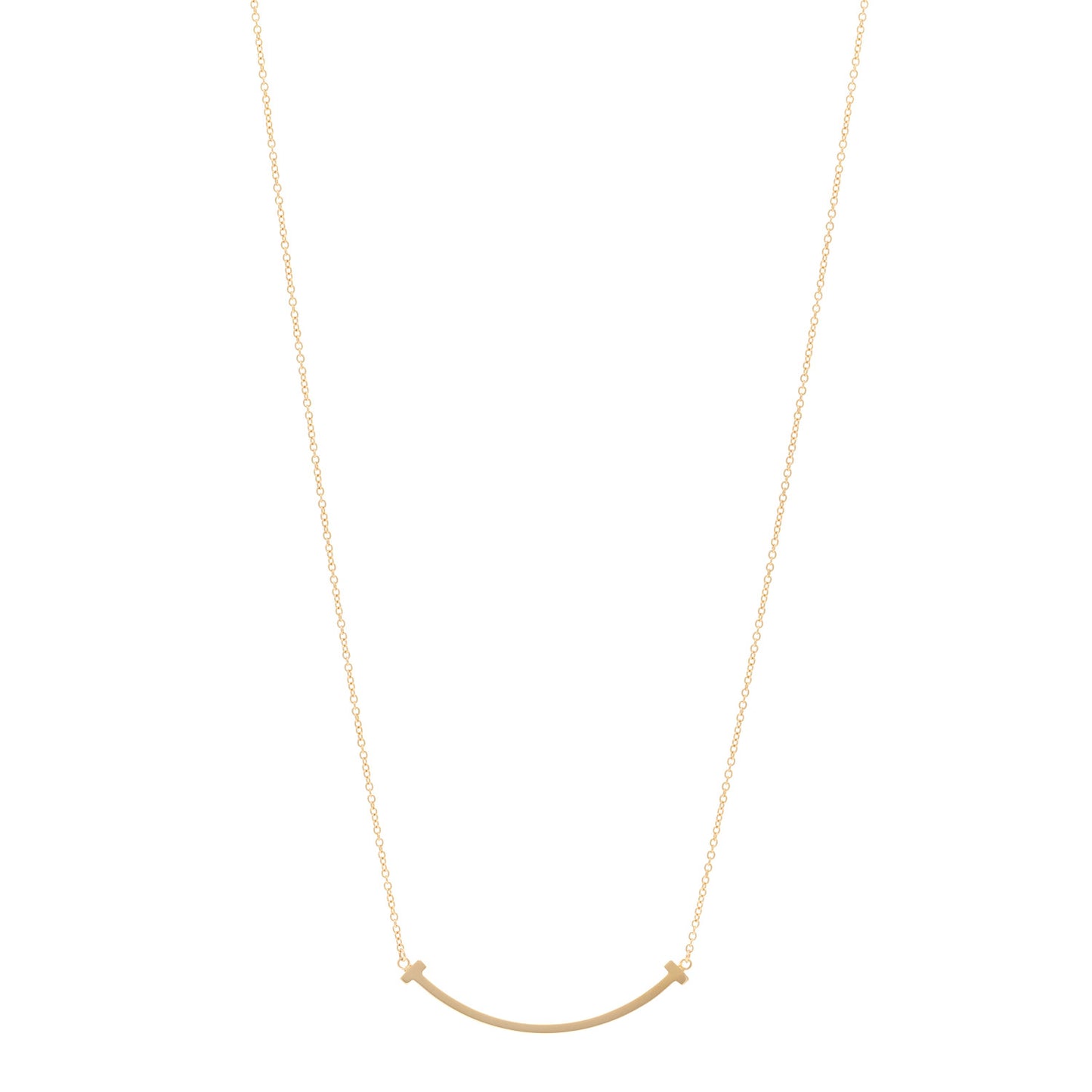 18K Yellow Gold Small T Smile Pendant Necklace