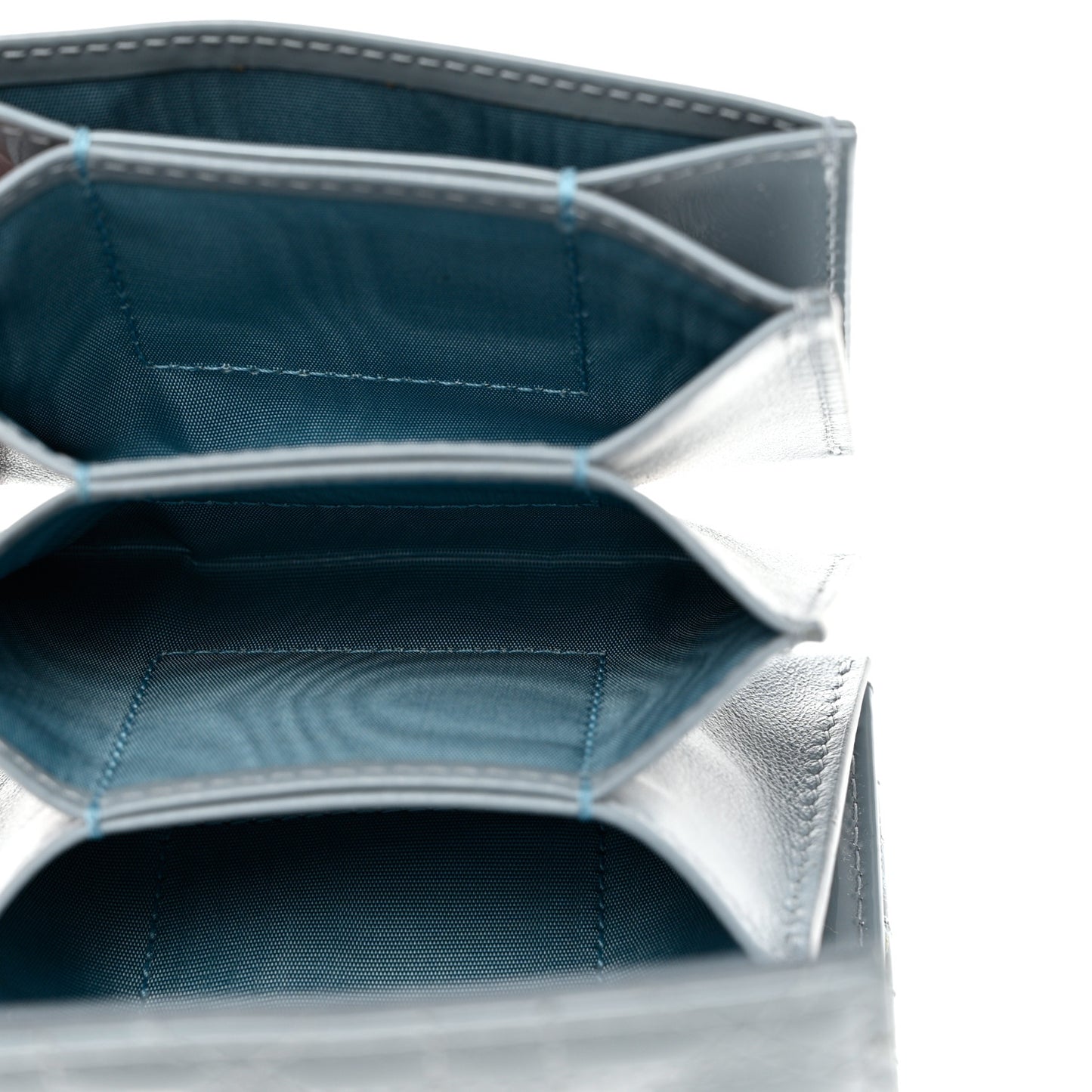 Patent Cannage Nano Lady Dior Chain Card Holder Cloud Blue