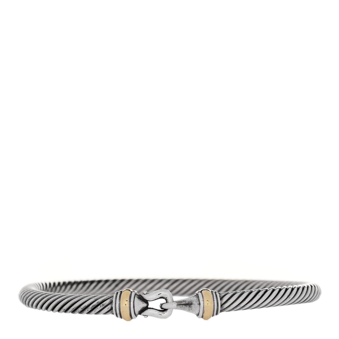 Sterling Silver 18K Yellow Gold 4mm Cable Classic Buckle Bracelet