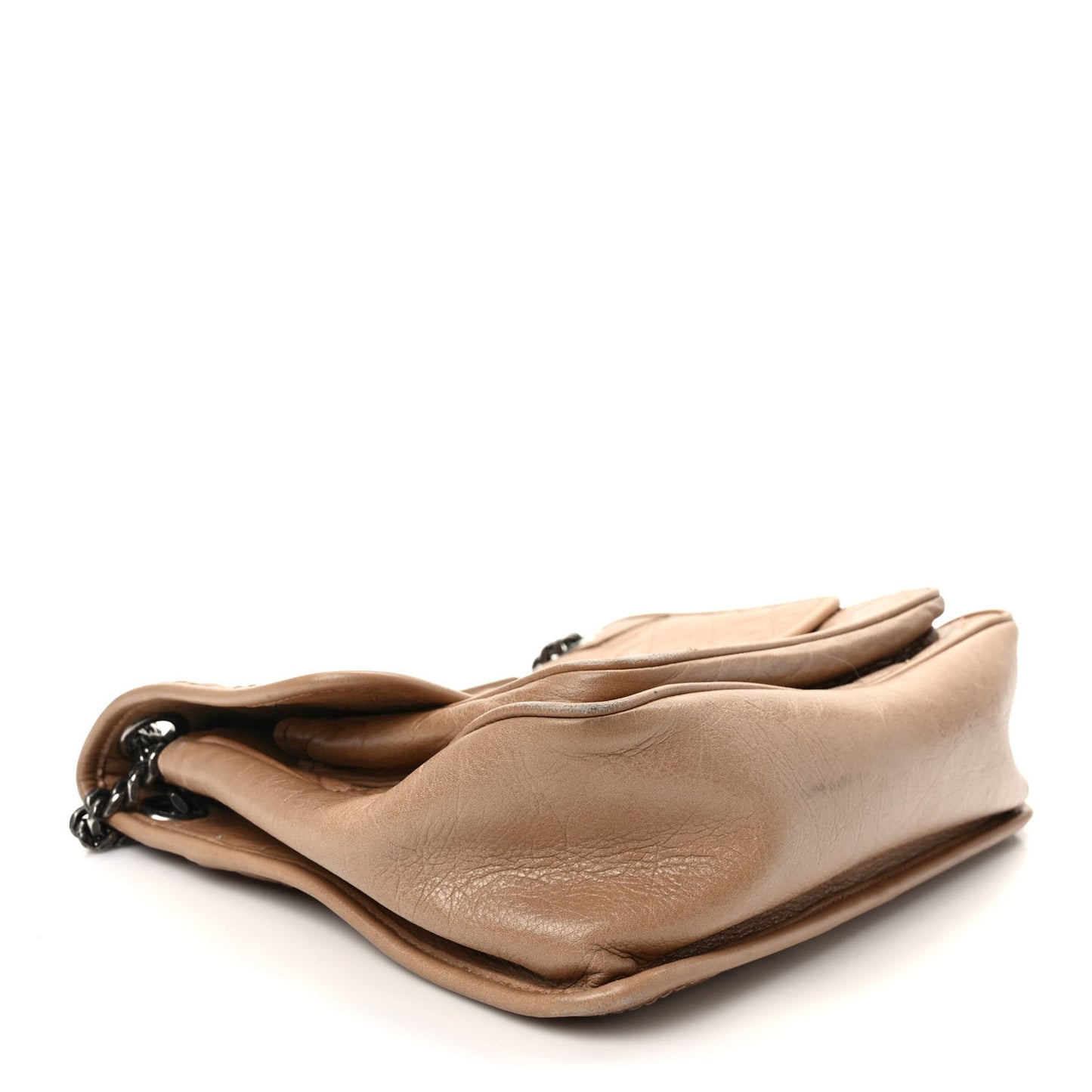Crinkled Calfskin Matelasse Monogram Medium Niki Chain Satchel Dark Toffee