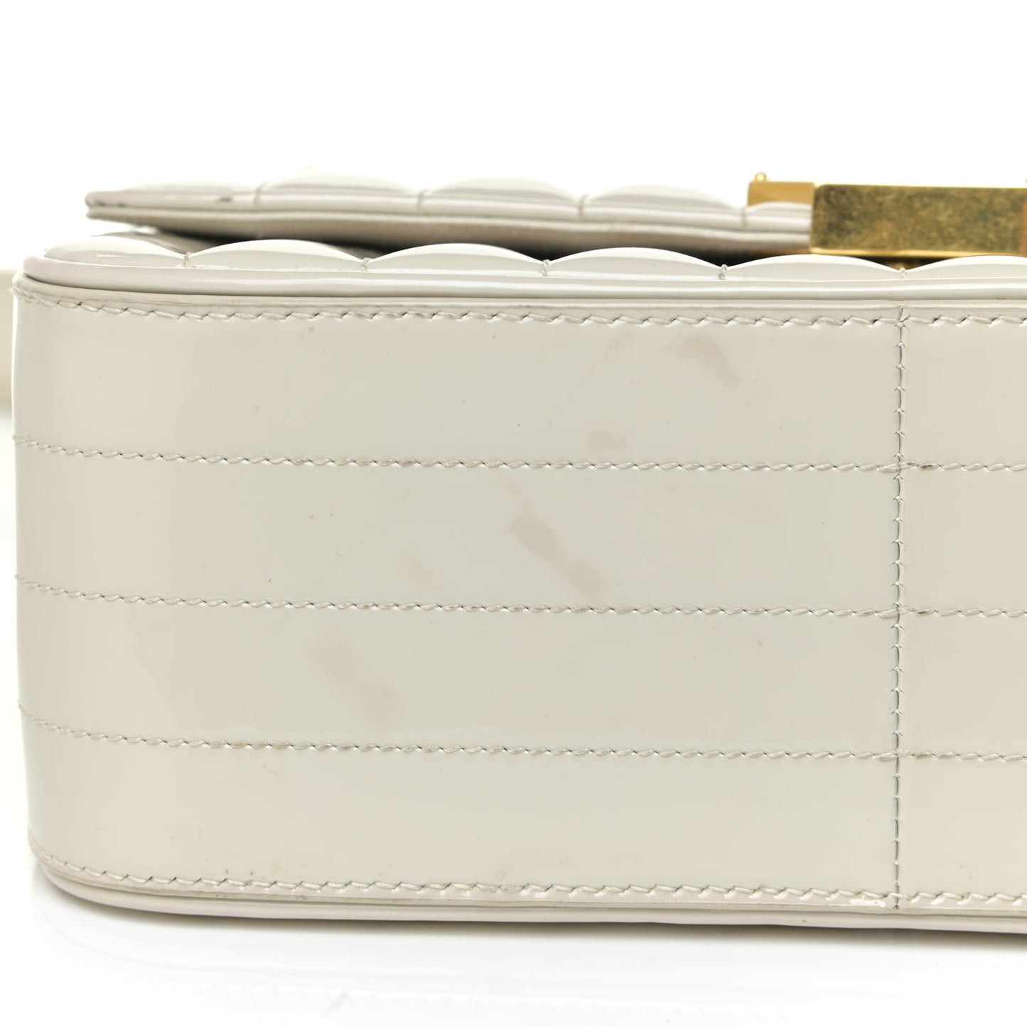 Patent Matelasse Monogram Large Vicky Chain Bag White