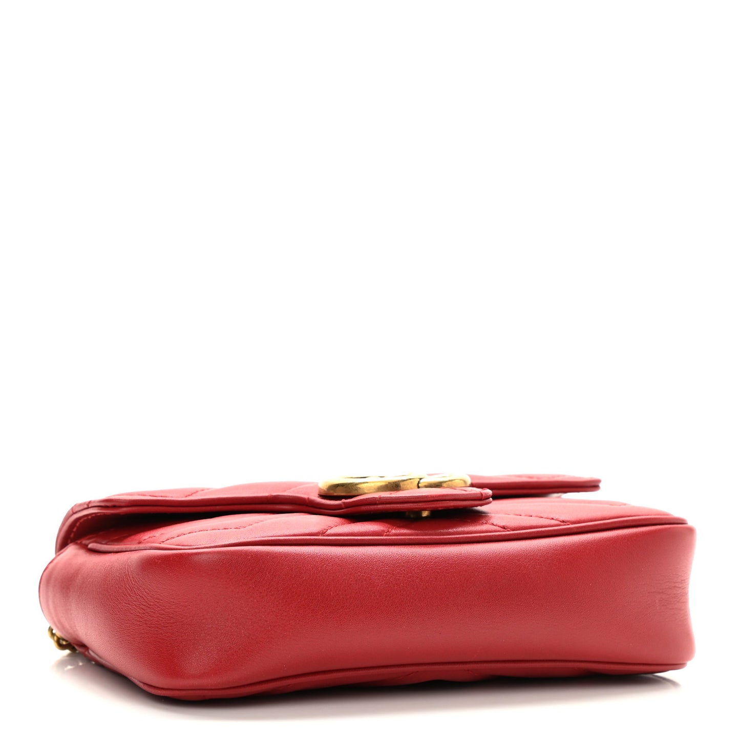 Calfskin Matelasse Super Mini GG Marmont Shoulder Bag Hibiscus Red