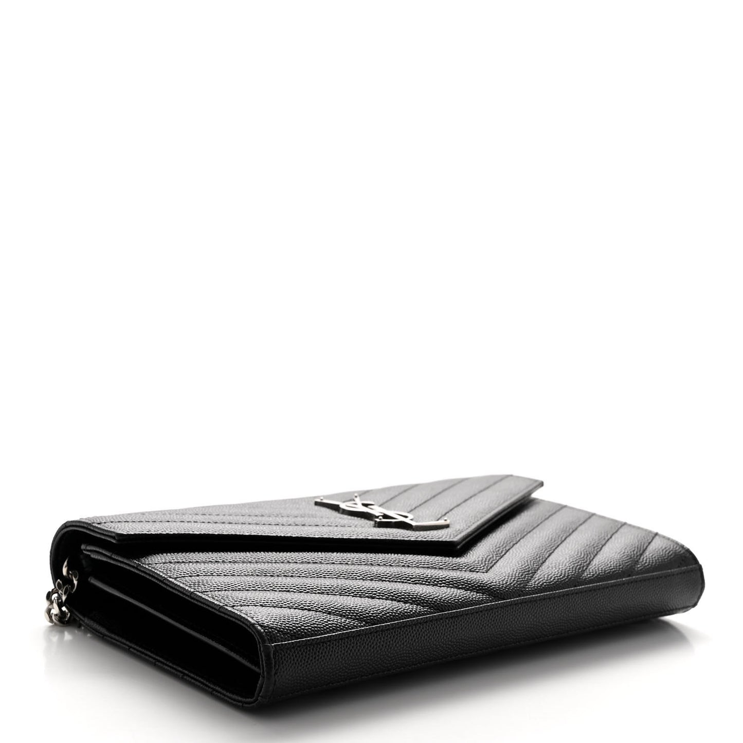 Grain De Poudre Matelasse Chevron Monogram Chain Wallet Black