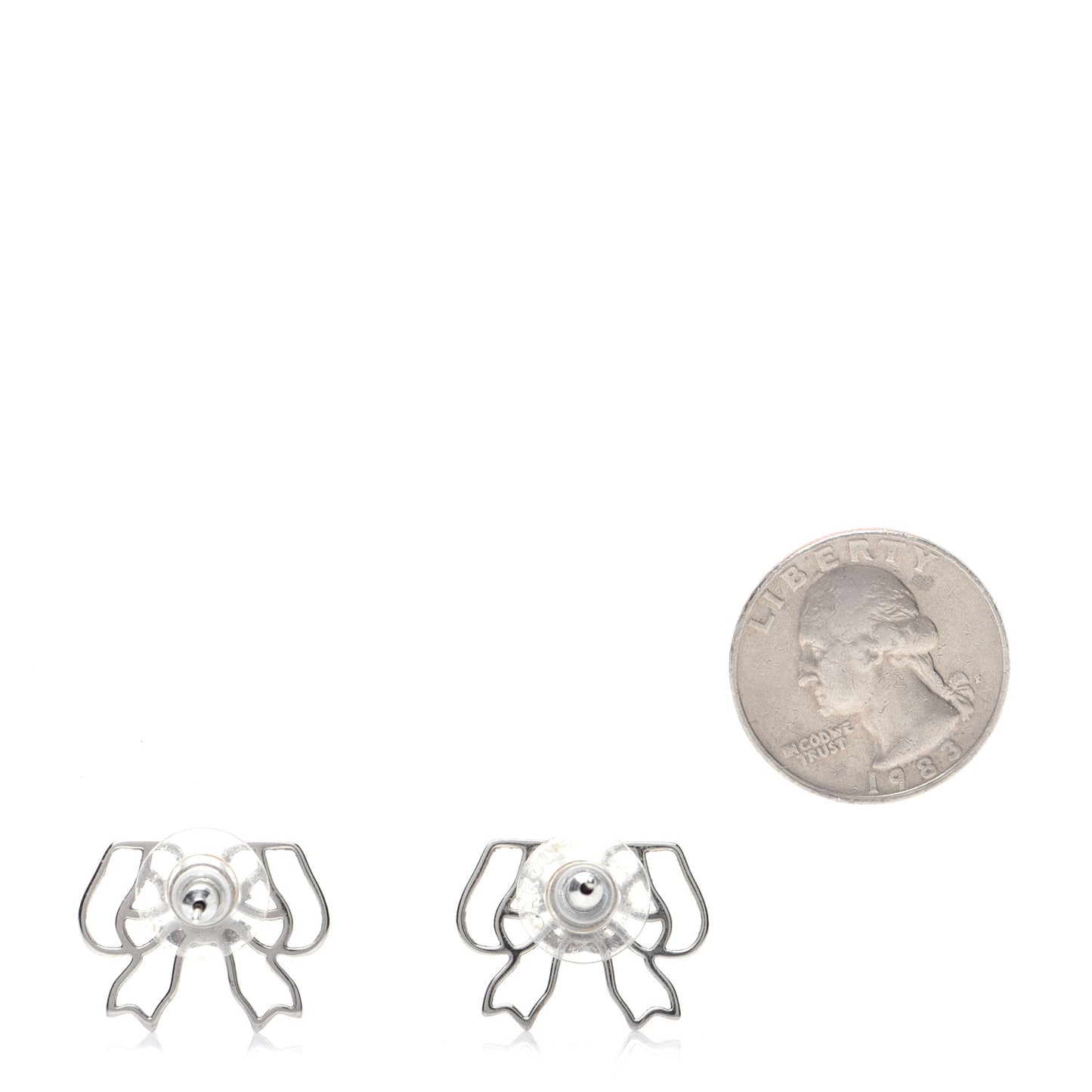Crystal CC Bow Earrings Silver