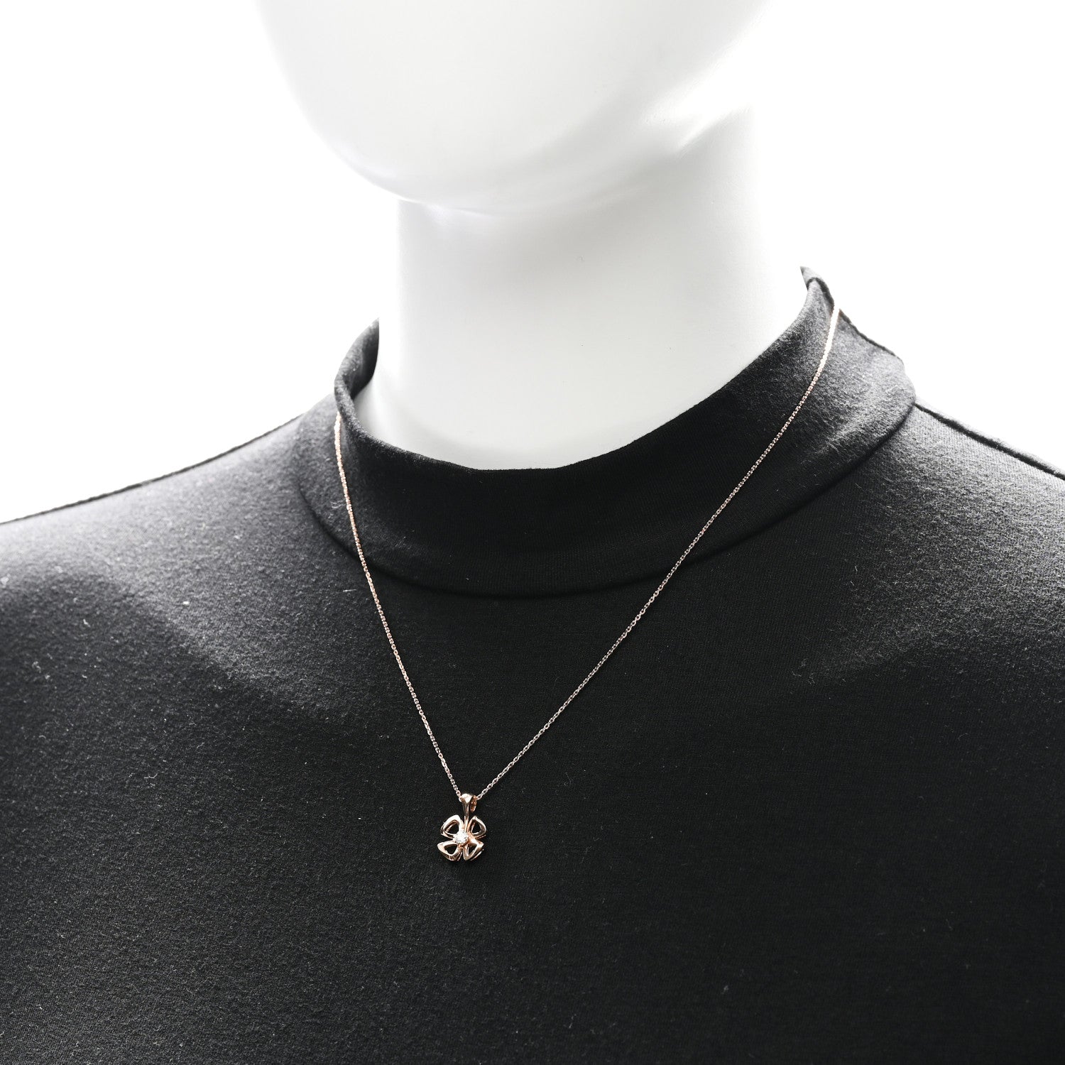 Bulgari 18K Rose Gold Diamond Fiorever Pendant Necklace 2 of 6