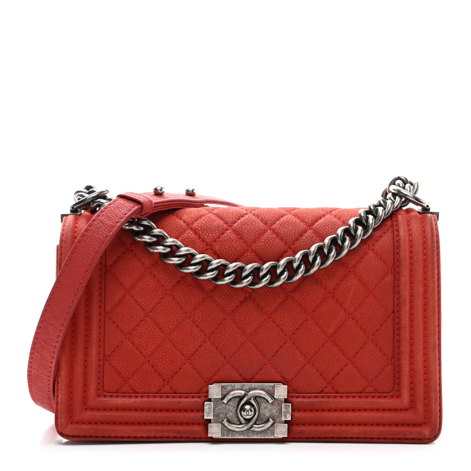 Chanel Iridescent Caviar Quilted Medium Boy Flap Red 1 of 13