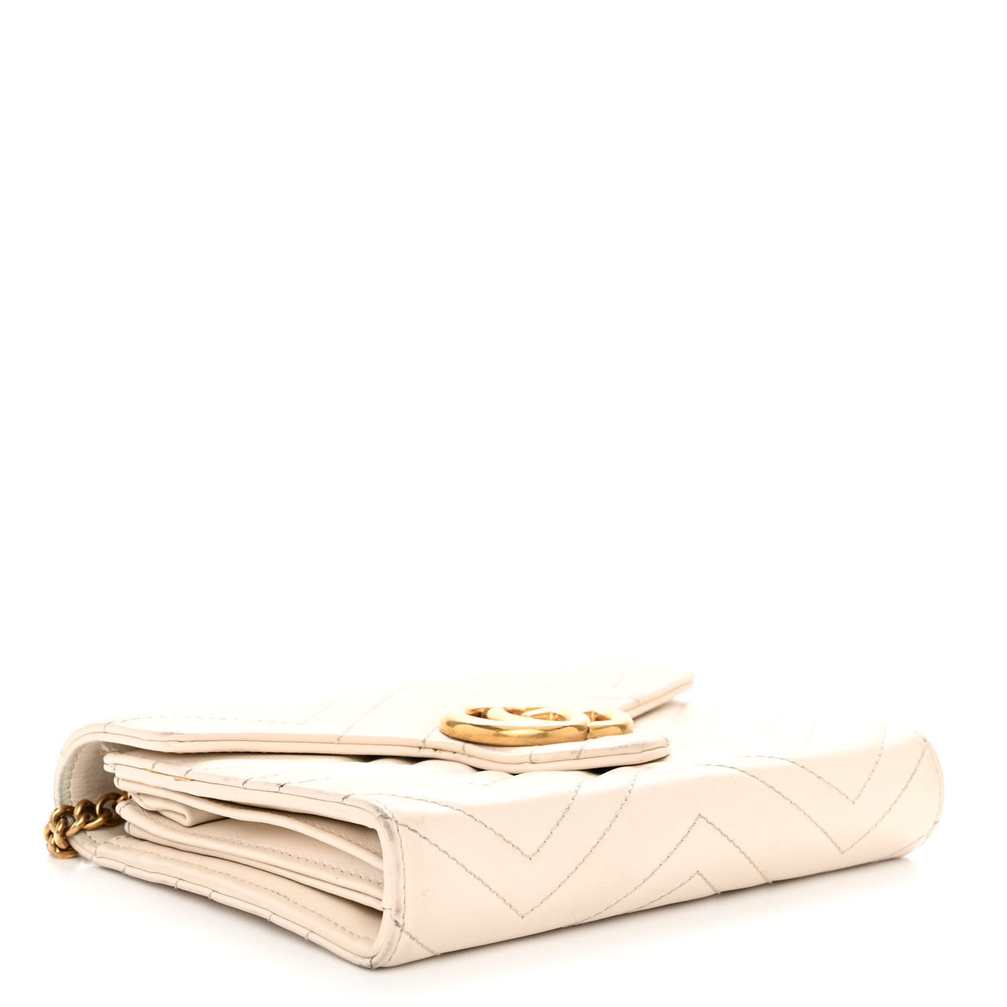 Calfskin Matelasse GG Marmont Chain Wallet Mystic White