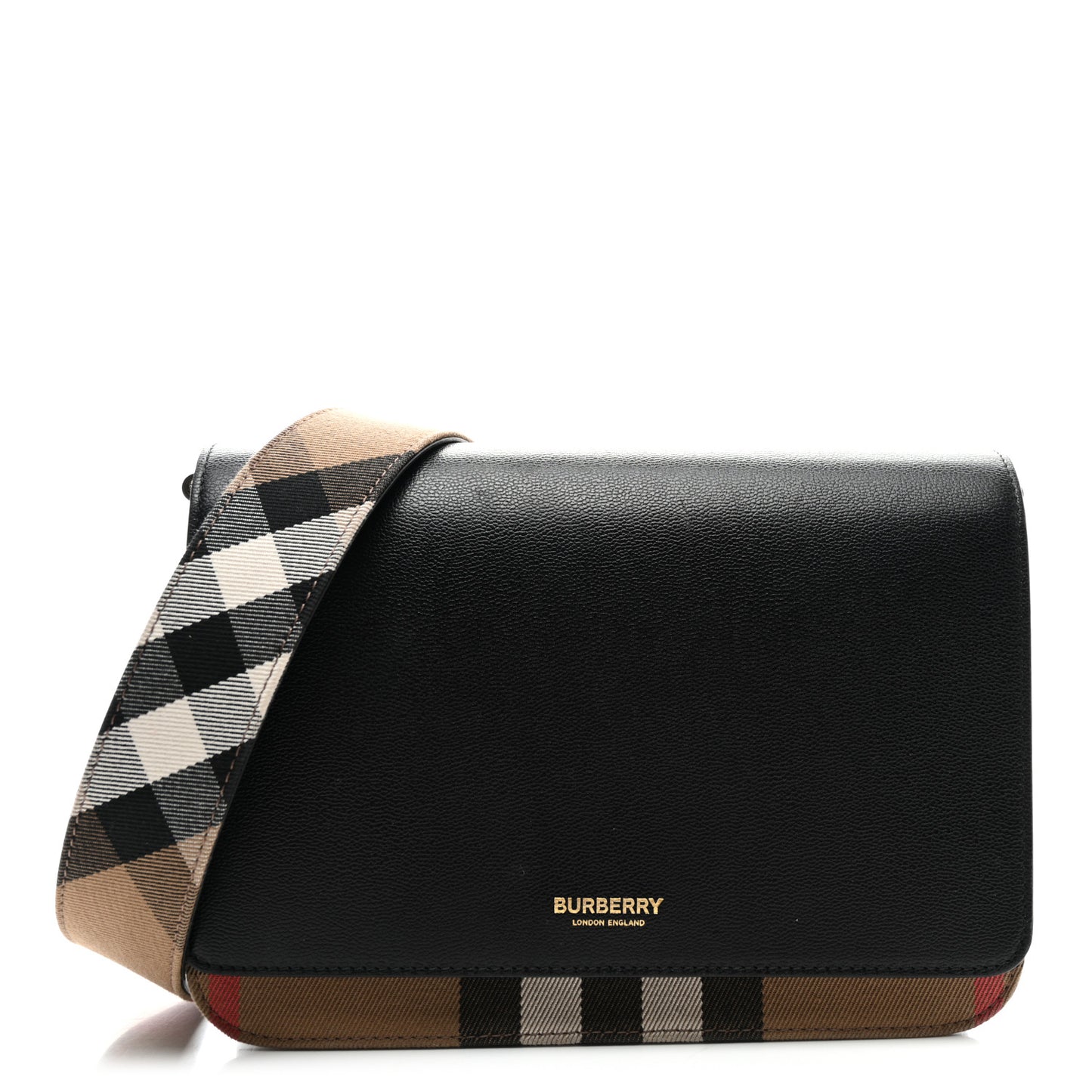 Derby Calfskin House Check Mackford Crossbody Bag Black