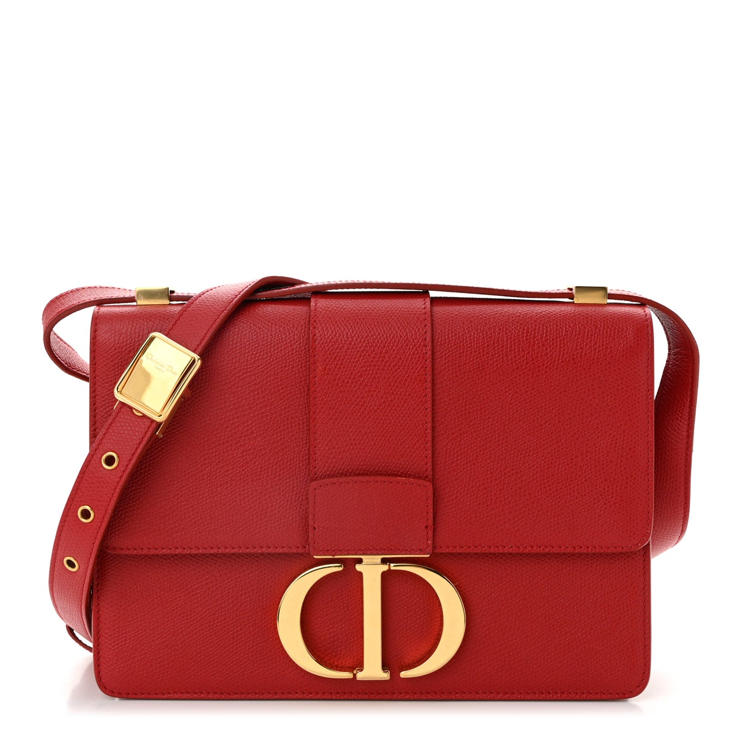 Grained Calfskin 30 Montaigne Flap Bag Red