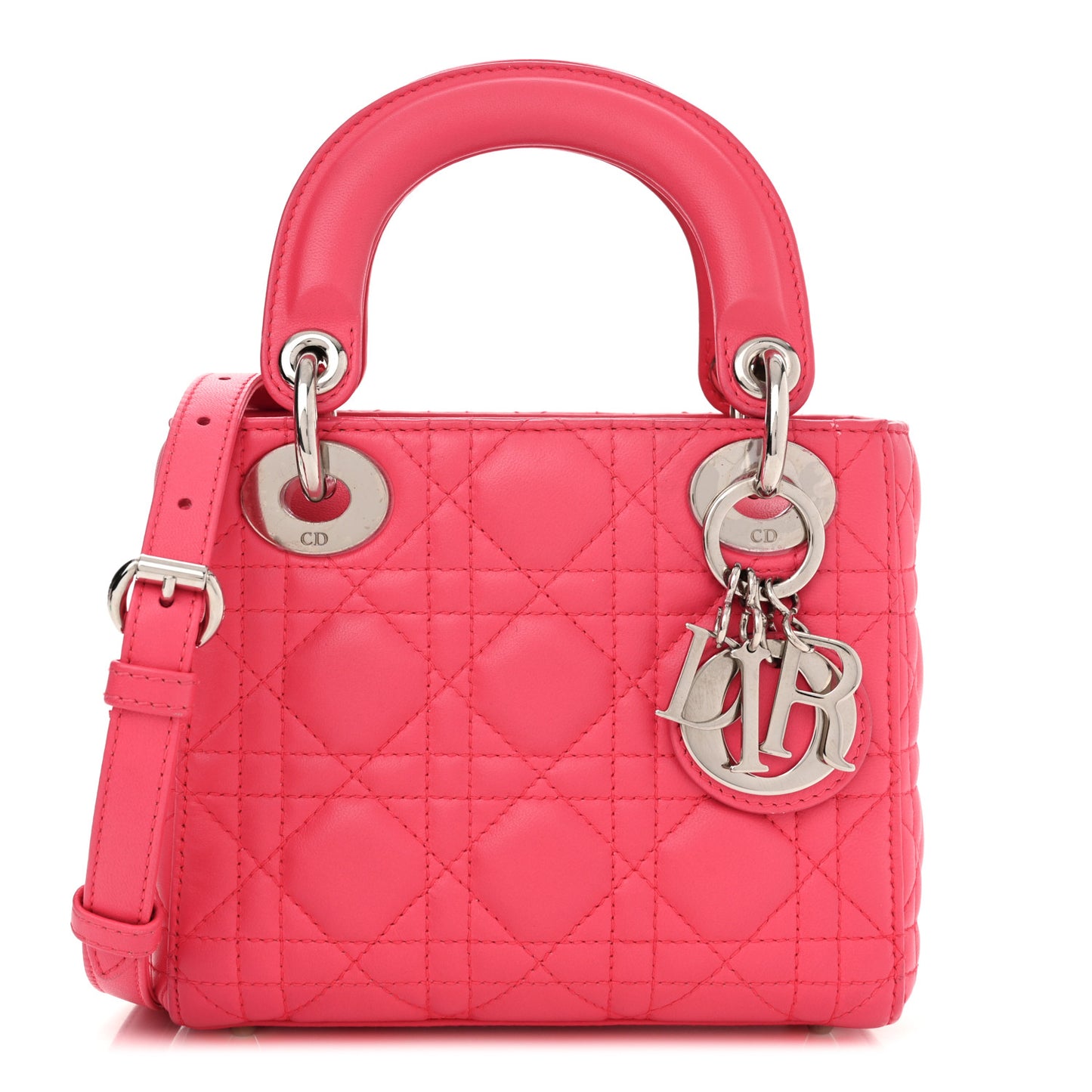 Lambskin Cannage Mini Lady Dior Hot Pink