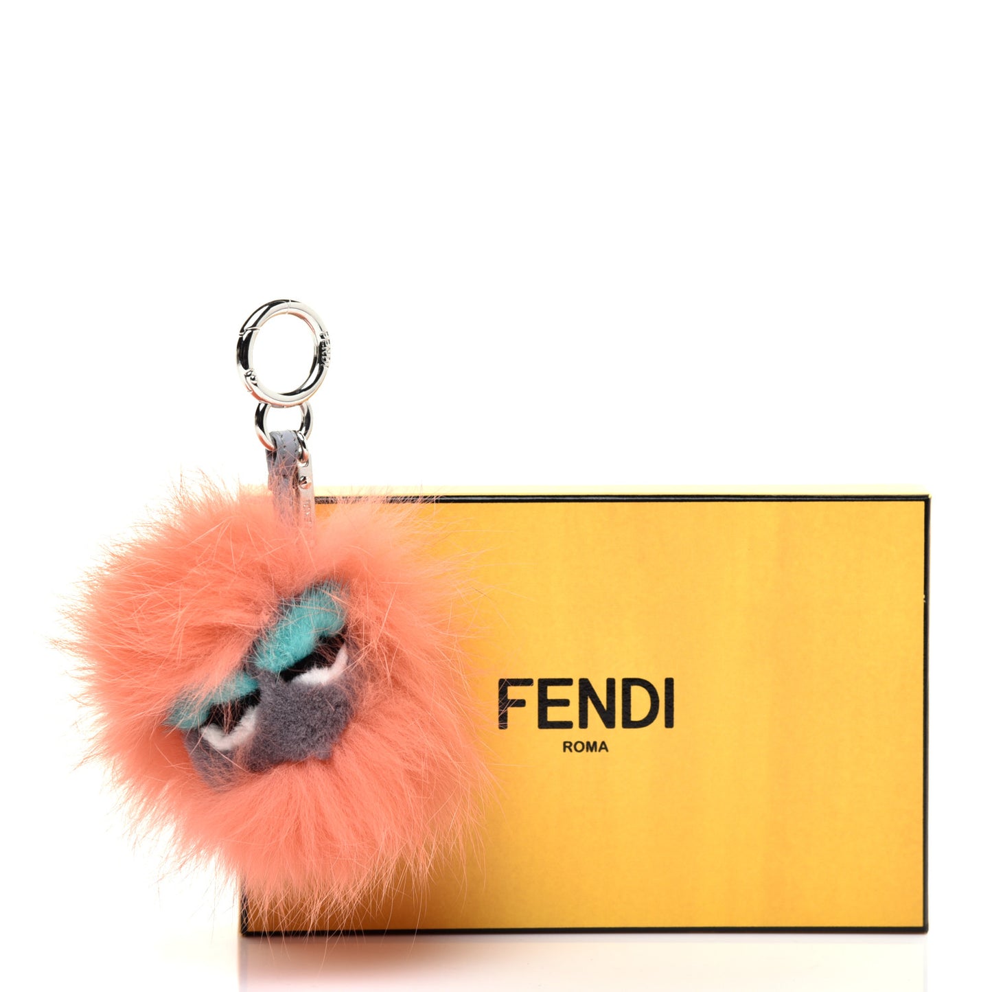 Fox Mink Rabbit Fur Vitello Dolce Mini Monster Bag Bug Charm Flamingo Multicolor