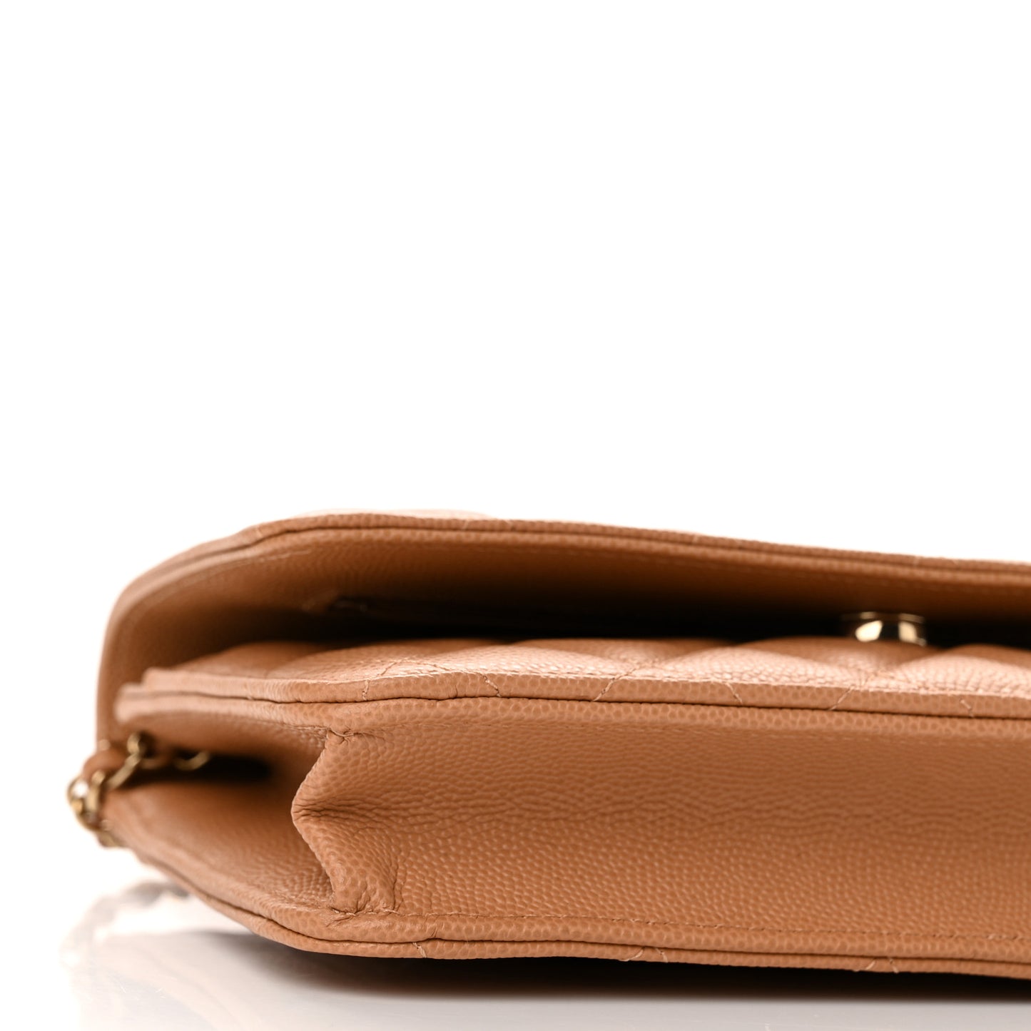 Caviar Quilted Wallet on Chain WOC Dark Beige