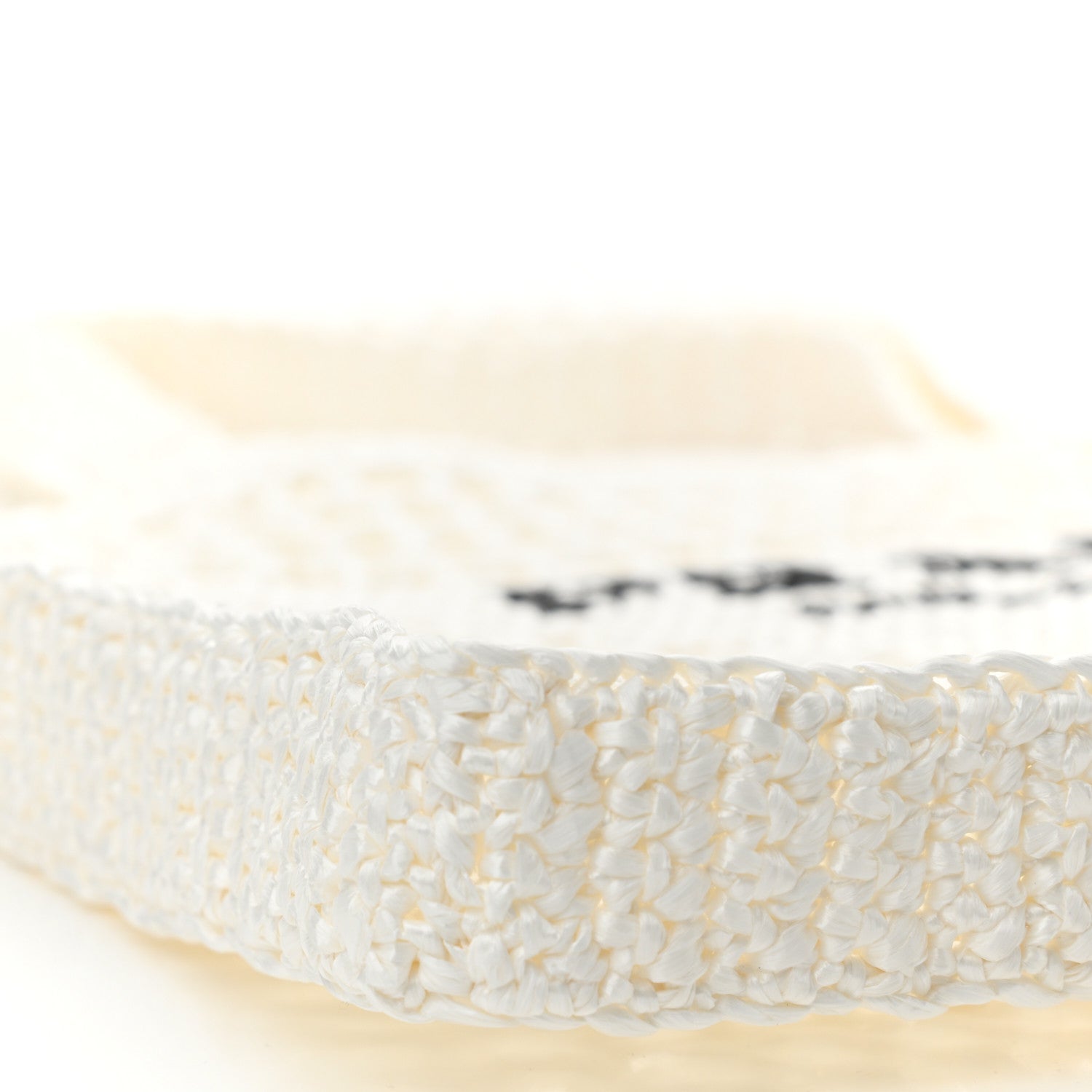 Prada Yarn Raffia Effect Crochet Logo Embroidered Tote Bag White 7 of 8