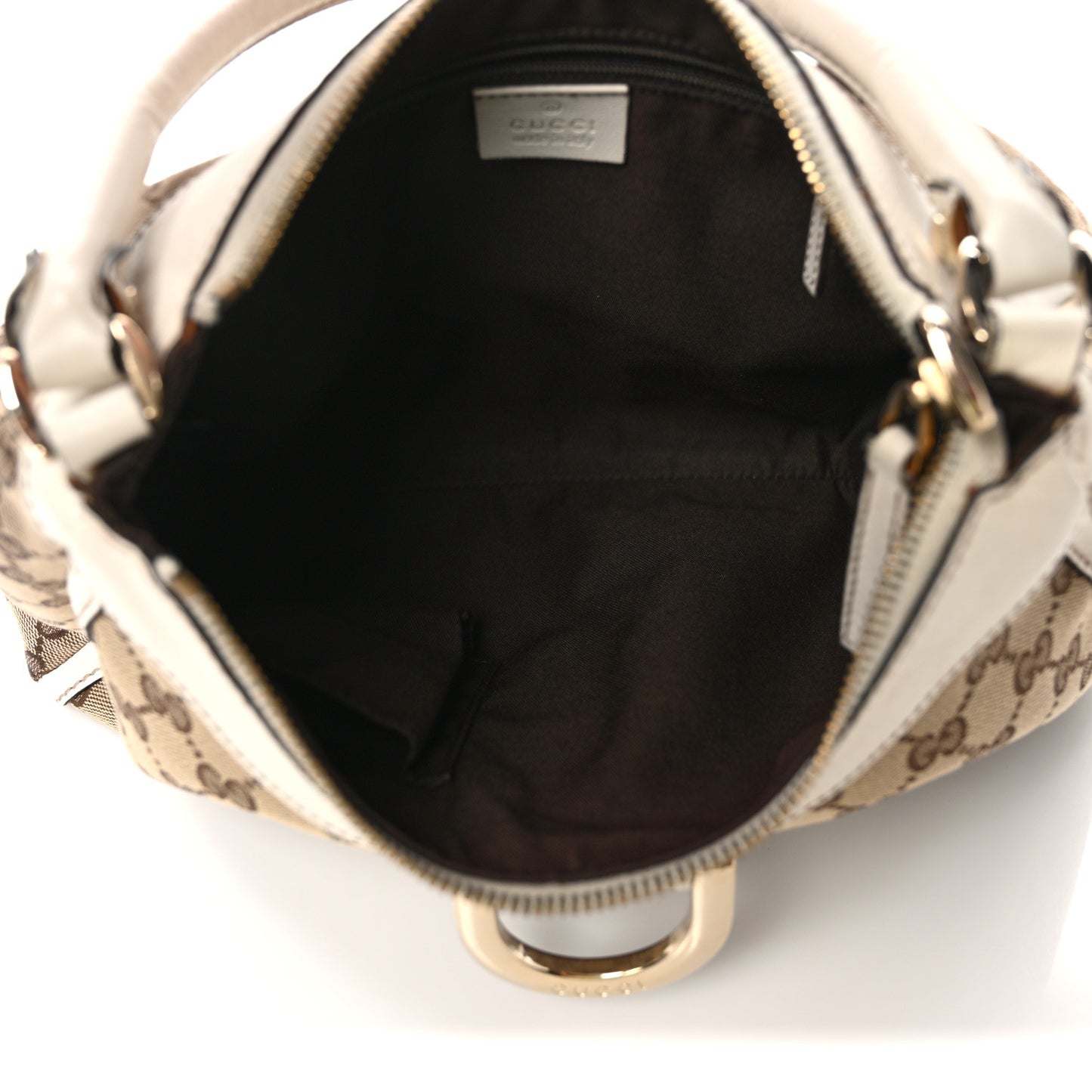 Monogram Medium D Gold Ring Hobo White