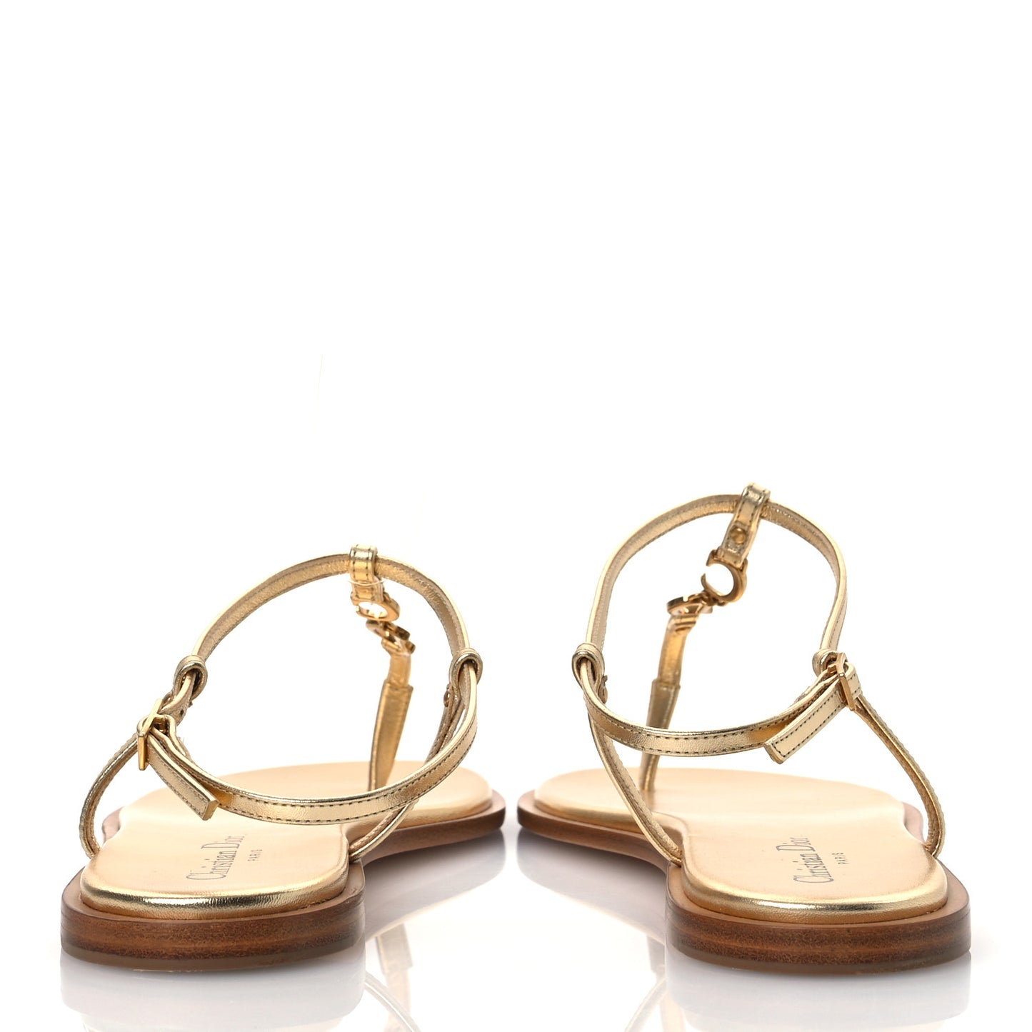 Laminated Calfskin C'est Dior Sandals 37.5 Light Gold