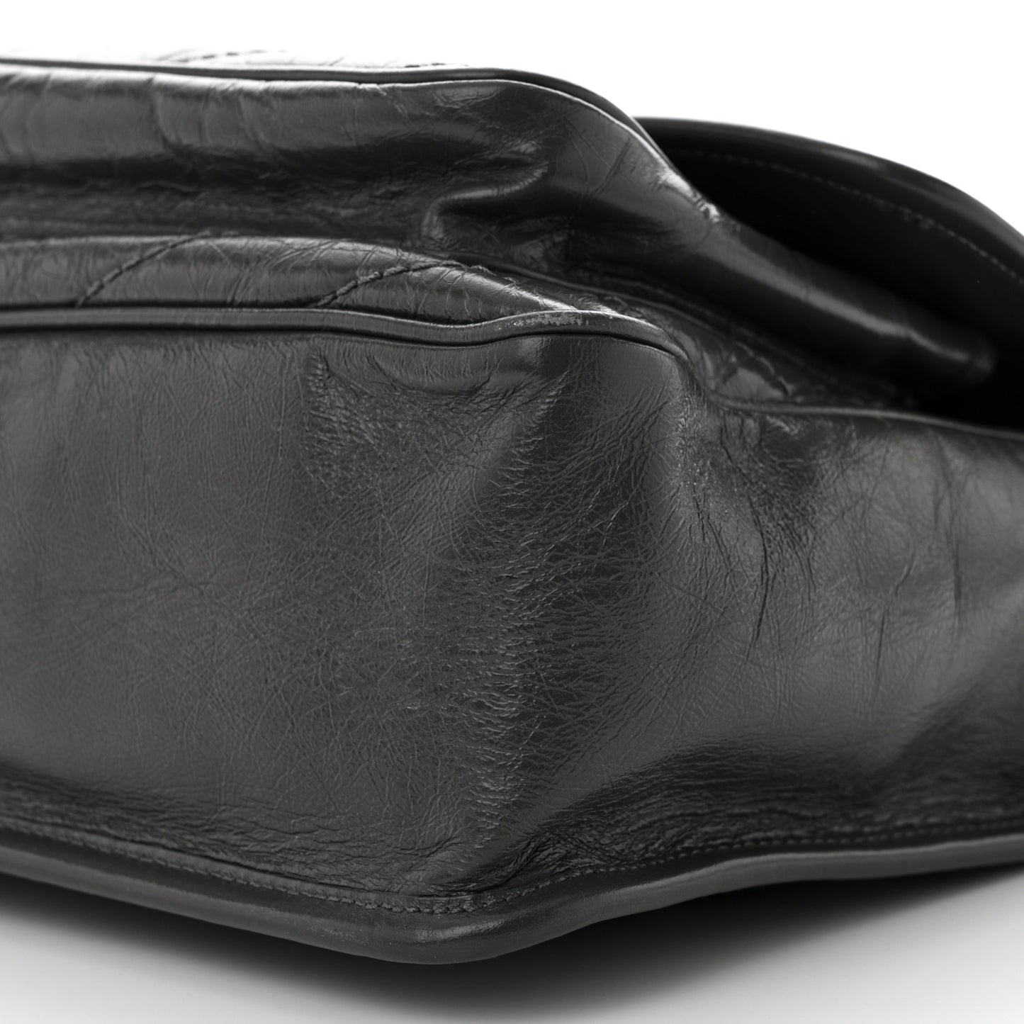 Crinkled Calfskin Matelasse Monogram Medium Niki Chain Satchel Fog