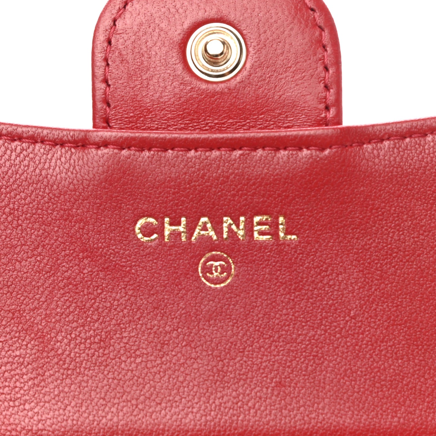Lambskin Quilted Compact Flap Wallet Red