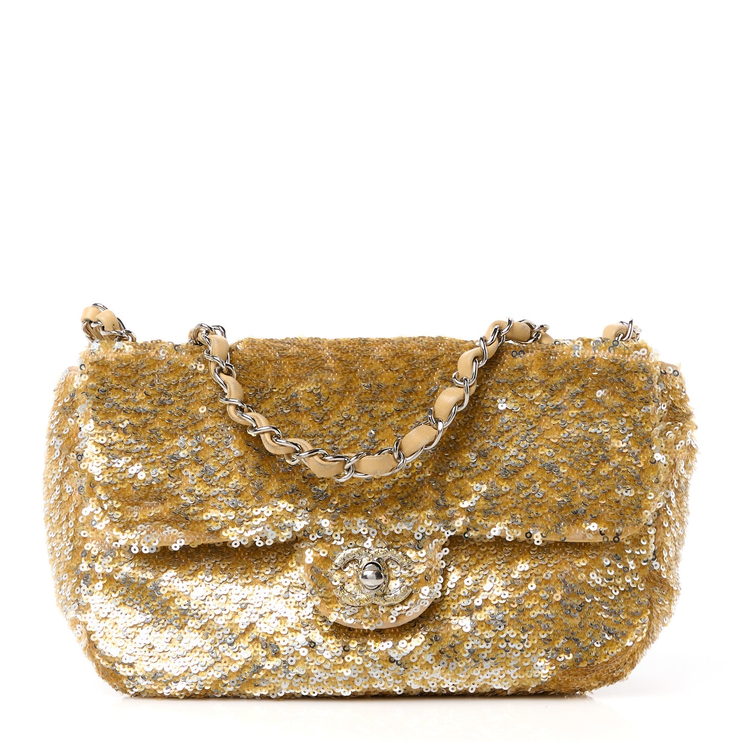 Sequin Mini Rectangular Flap Gold