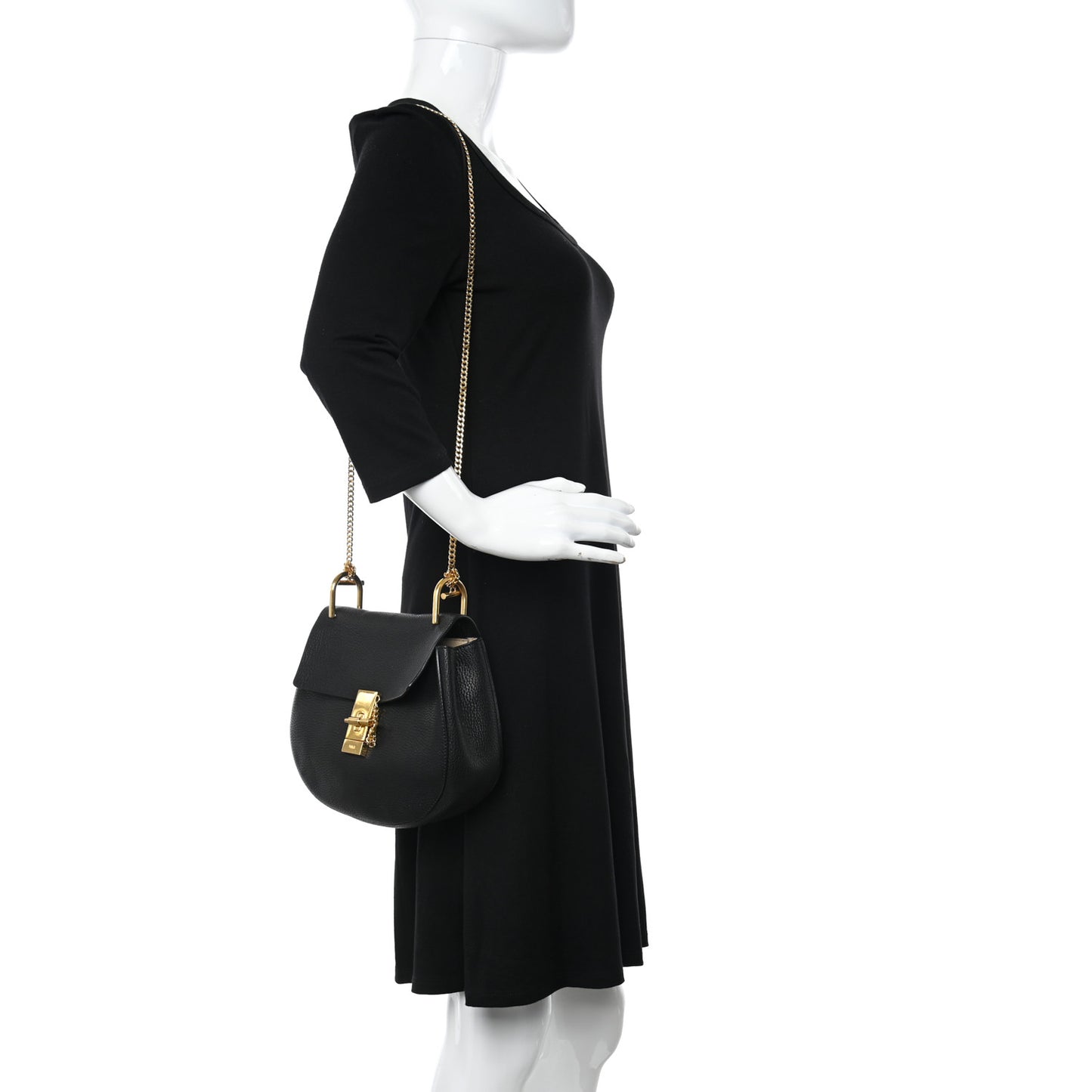 Grained Lambskin Drew Shoulder Bag Black