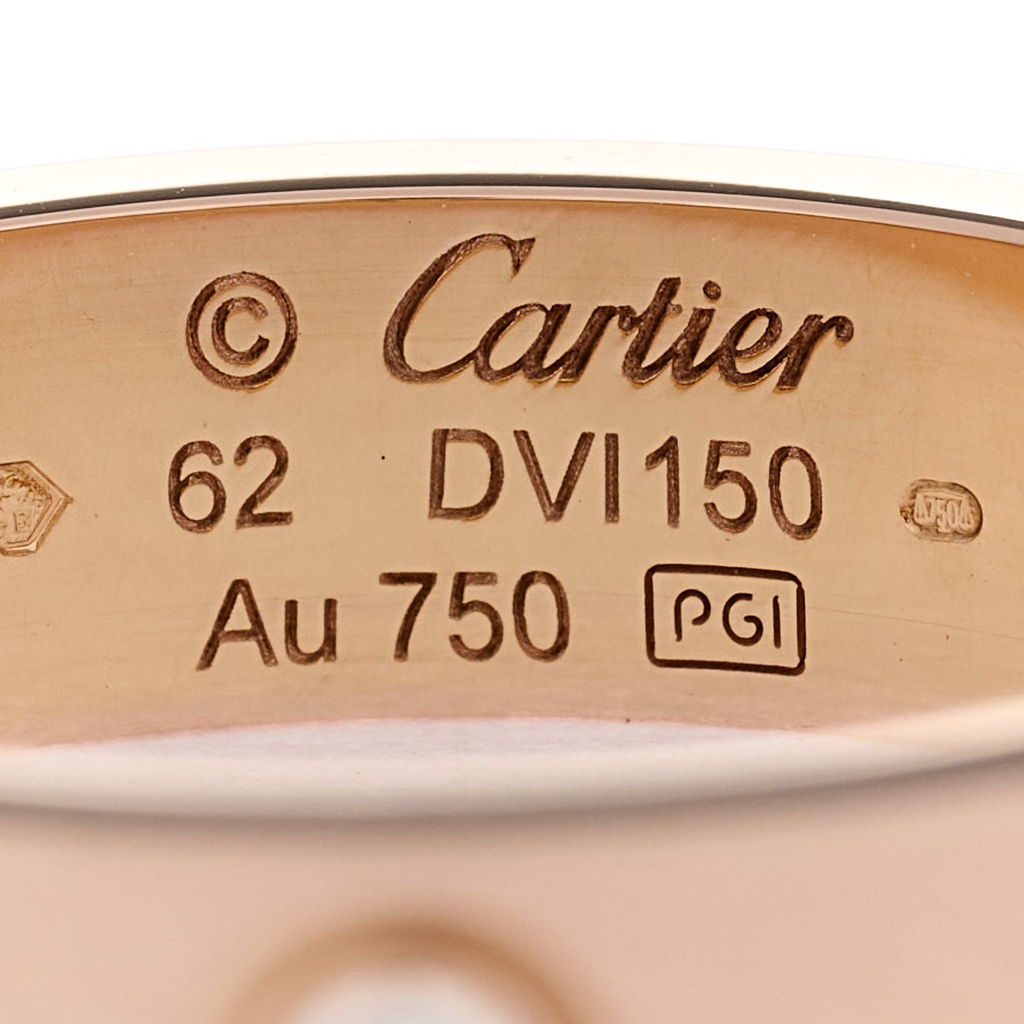 18K Pink Gold 3 Diamond 5.5mm LOVE Ring 62 10
