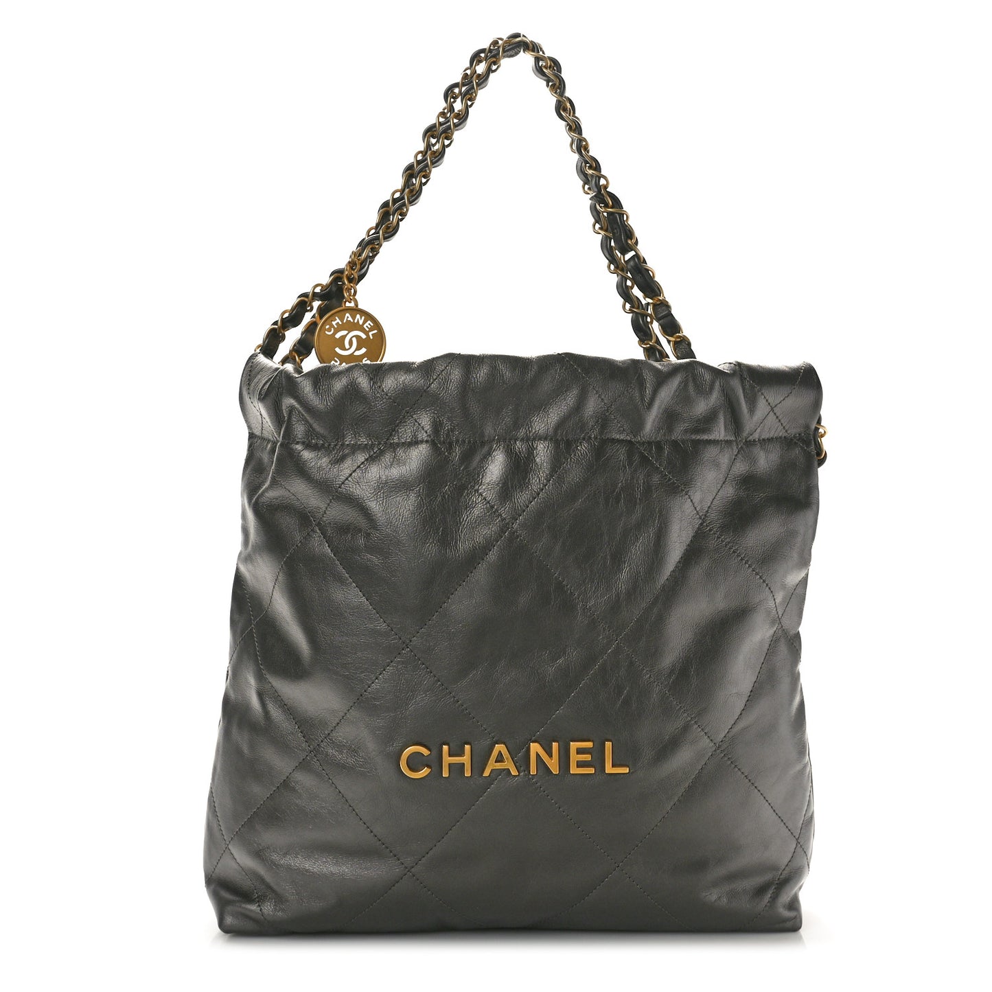 Metallic Calfskin Quilted Small Chanel 22 Ruthenium