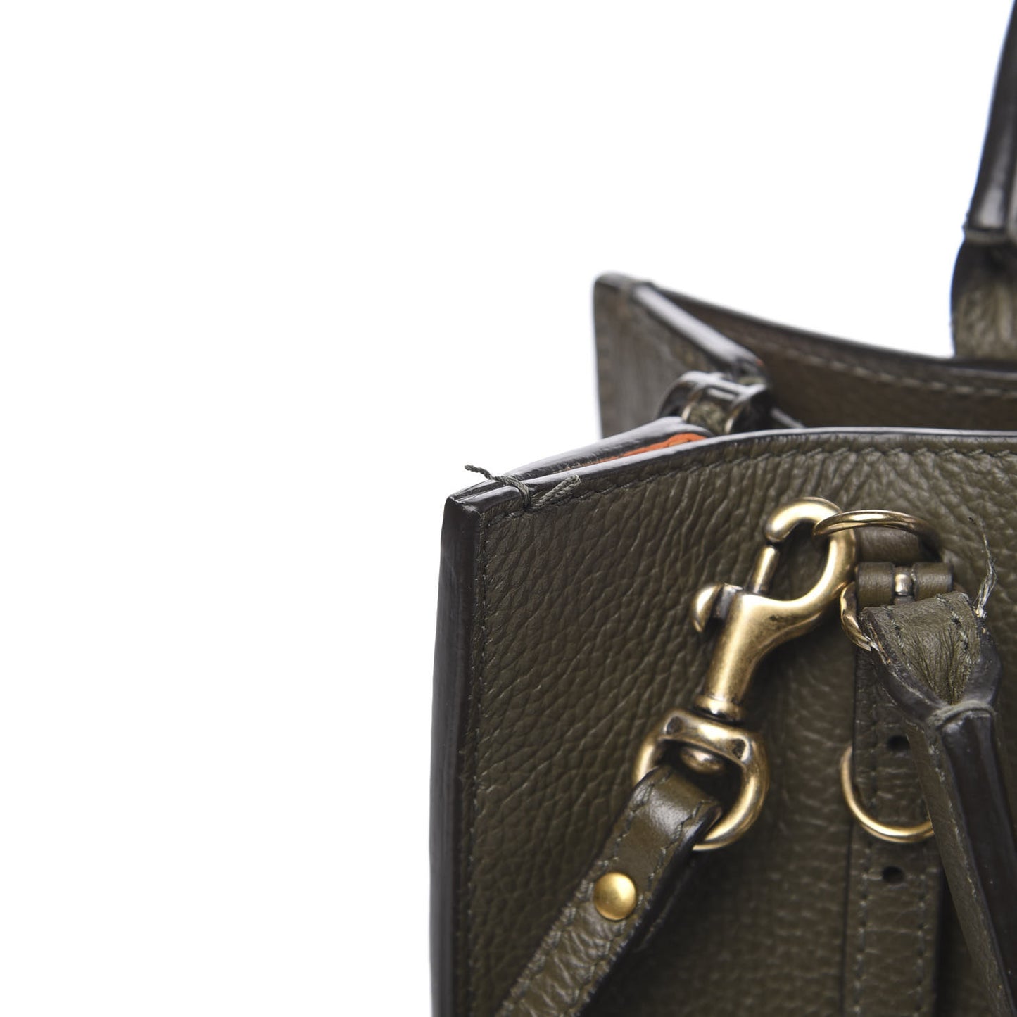 Grained Calfskin Papier Mini A4 Zip Around Tote Green