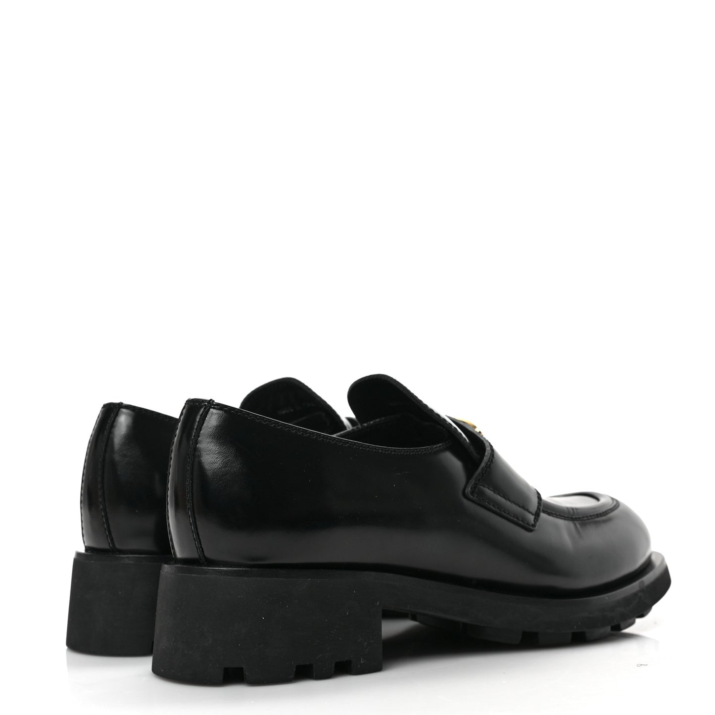 Spazzolato Metal Triangle Logo 50mm Lug Sole Loafers 39 Black
