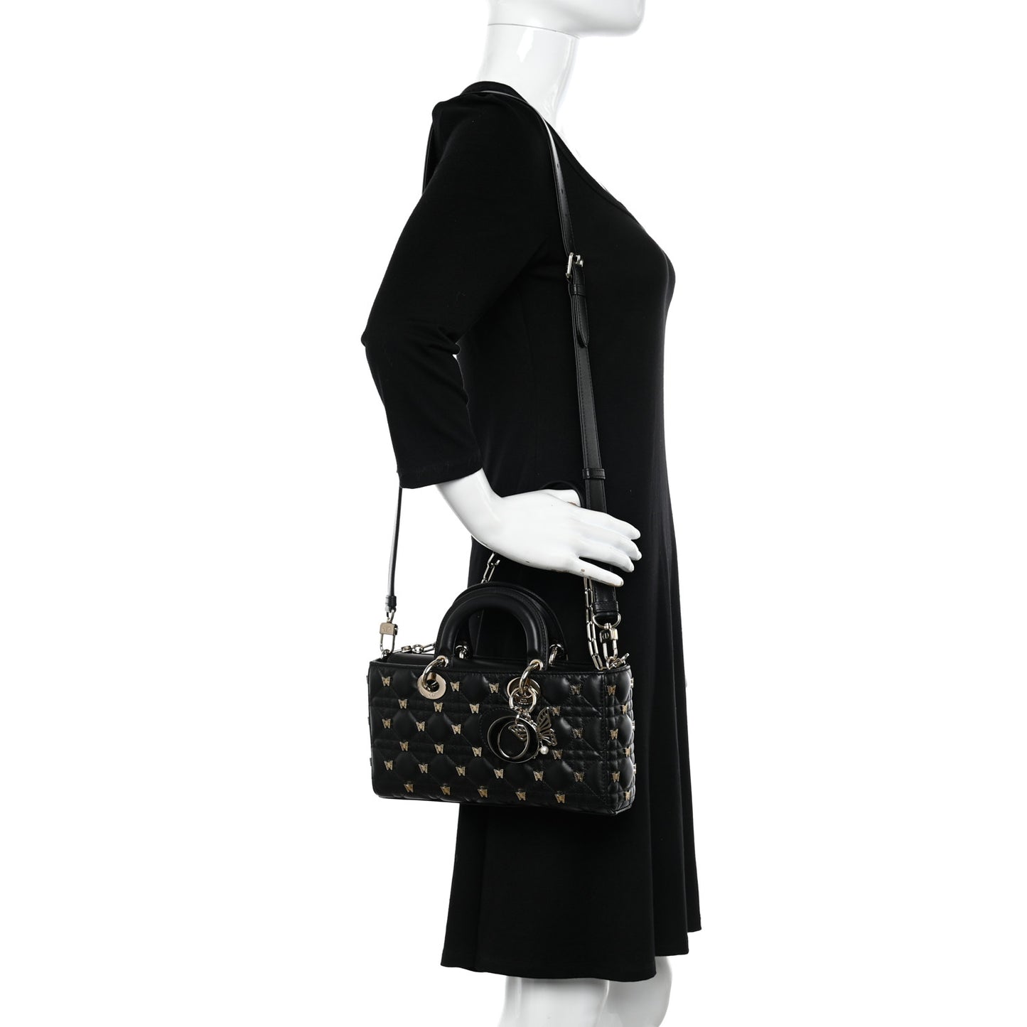 Lambskin Butterfly Cannage Lady D-Joy Black