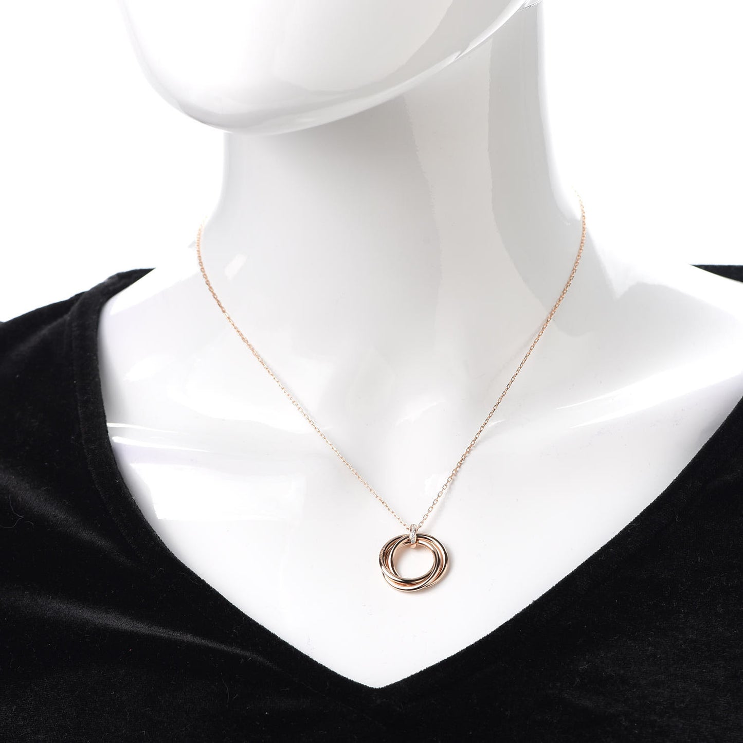 18K Pink Gold Diamond Trinity Pendant Necklace