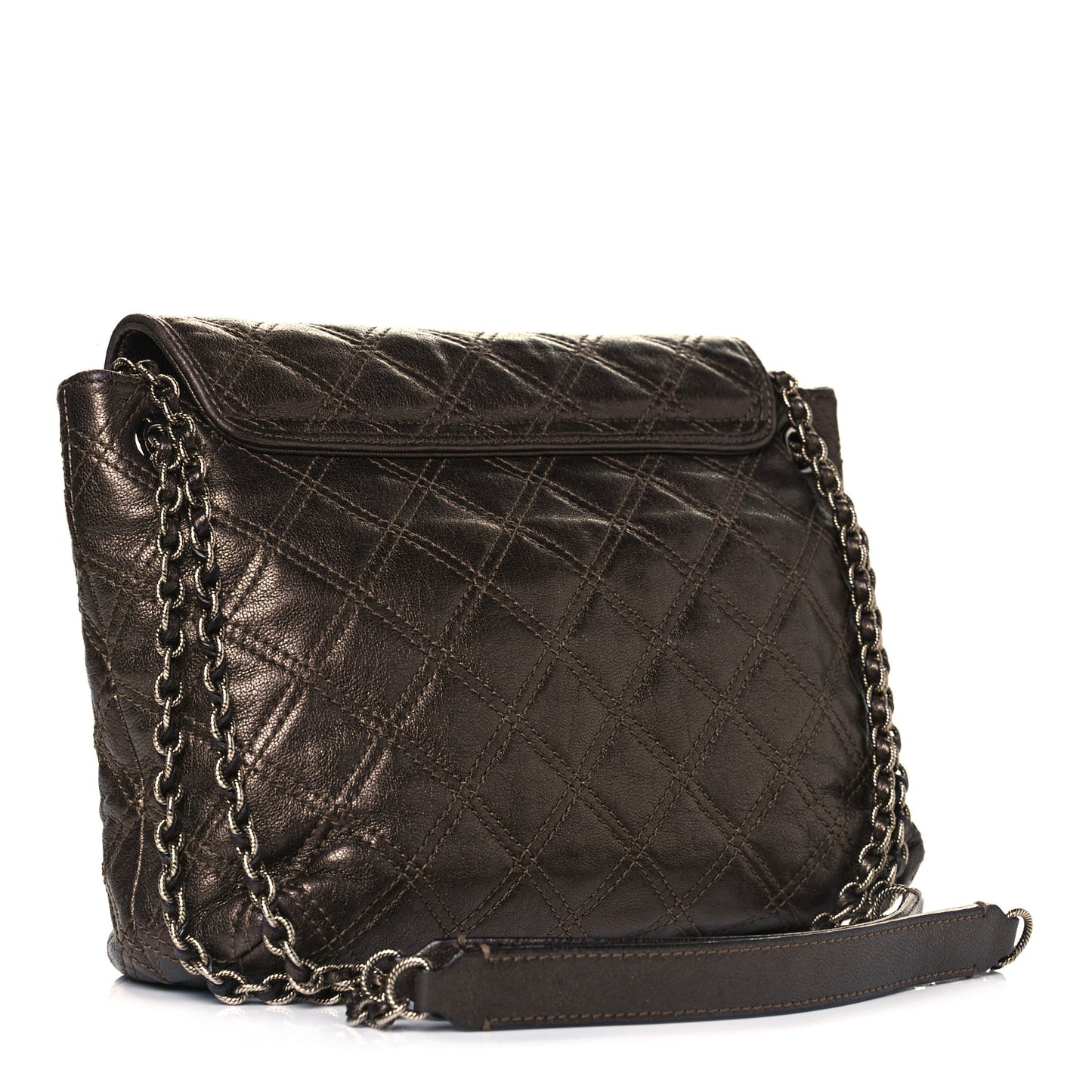 Lacquered Lambskin Baroque The Large Single Flap Bronze