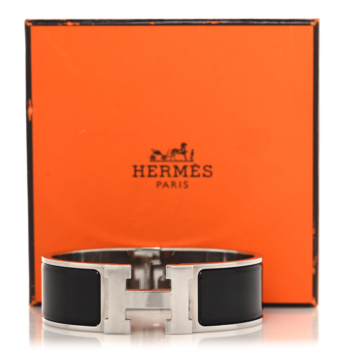Enamel Wide Clic Clac H Bracelet GM Black