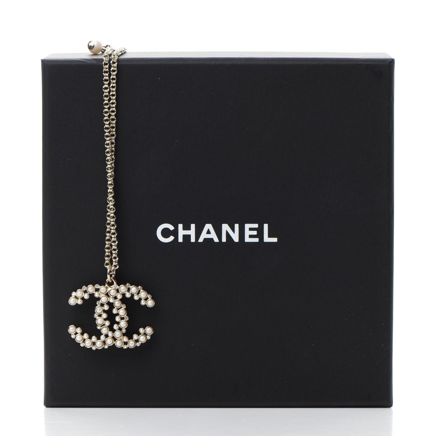 Pearl CC Pendant Necklace Gold