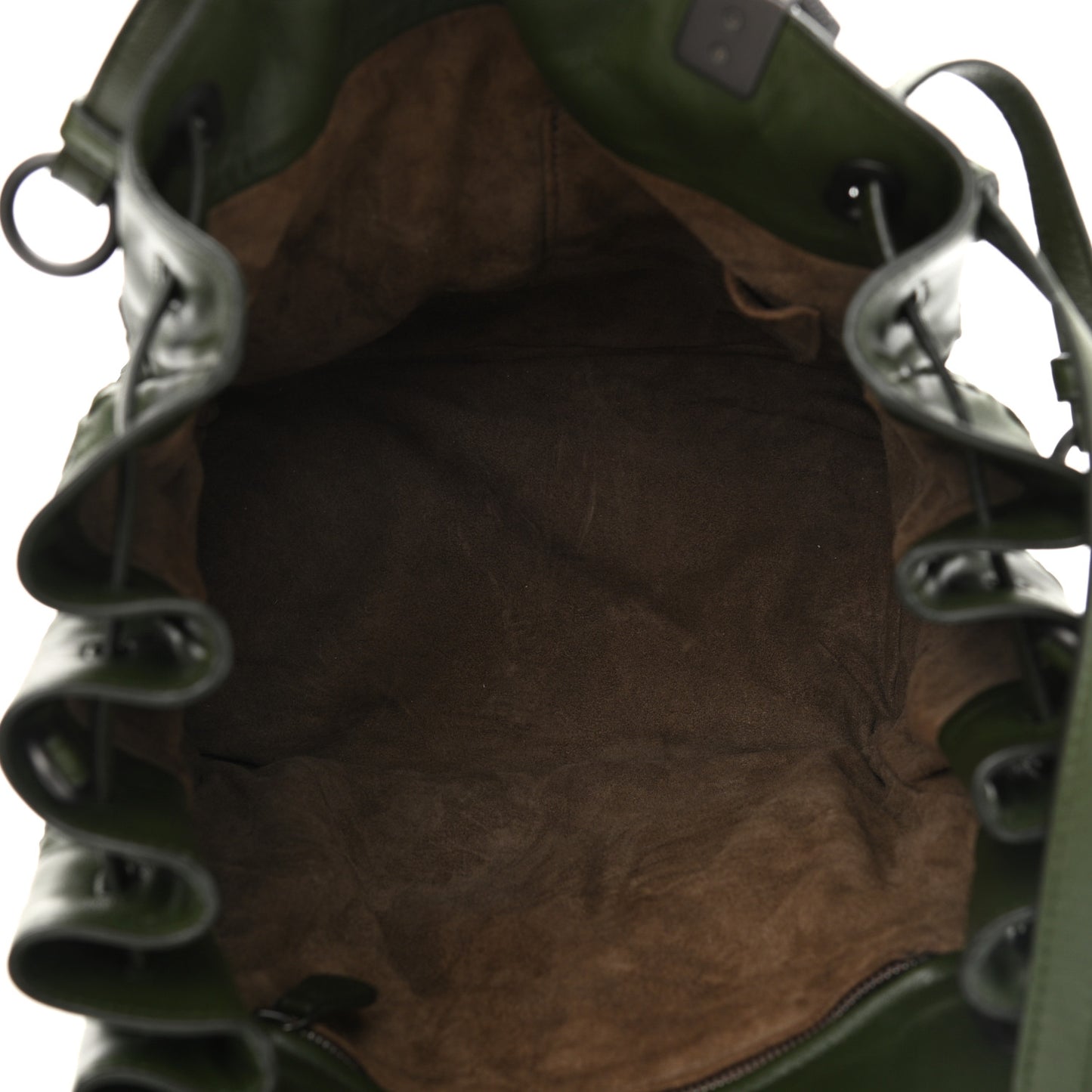 Nappa Intrecciato Drawstring Bucket Bag Moss